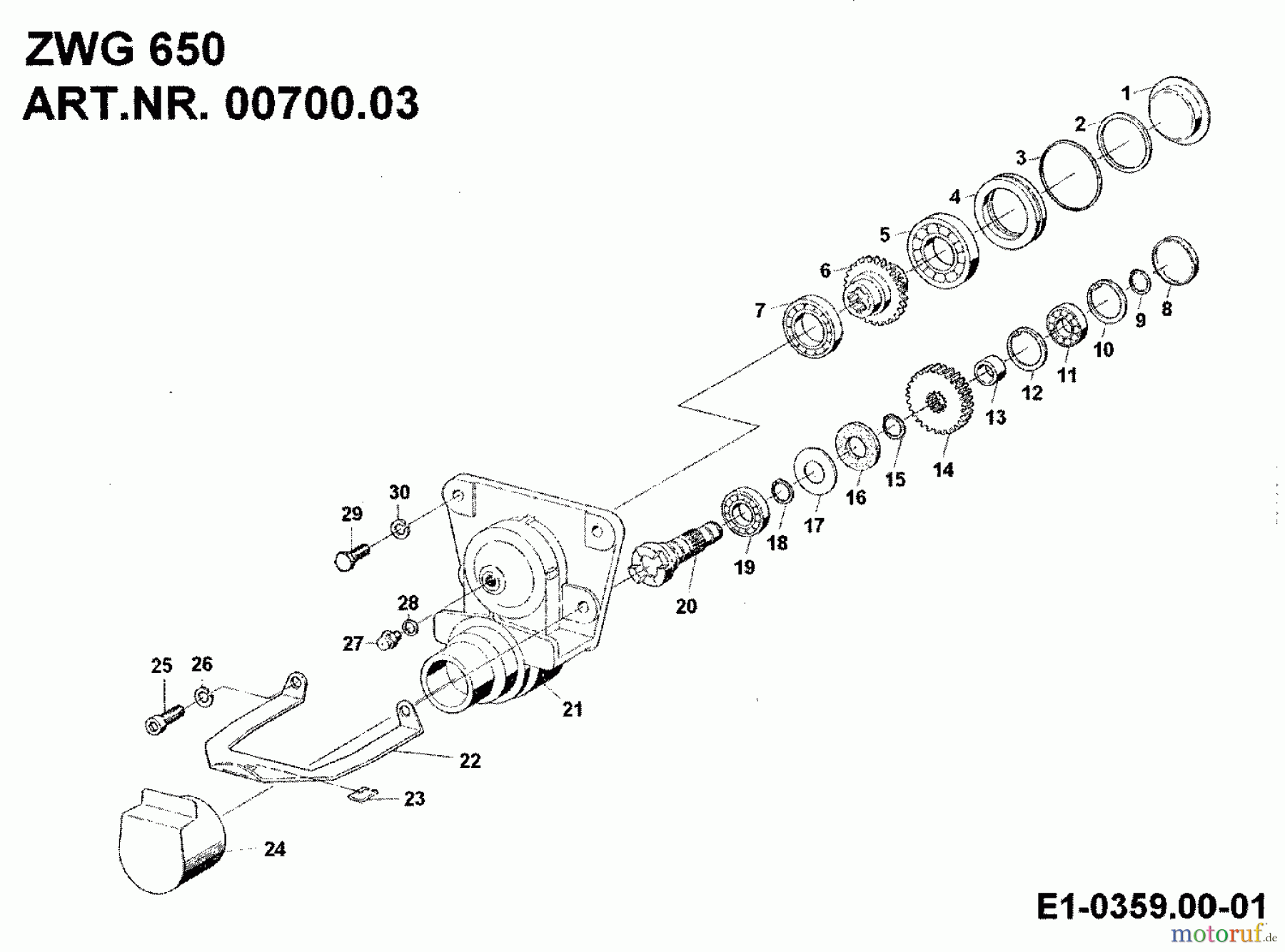  MTD Accèssoires Accèssoires motoculteur Boîte de vitesse intermédiaire ZWG 650 pour BF 650 N 00700.03  (1994) Machine de base