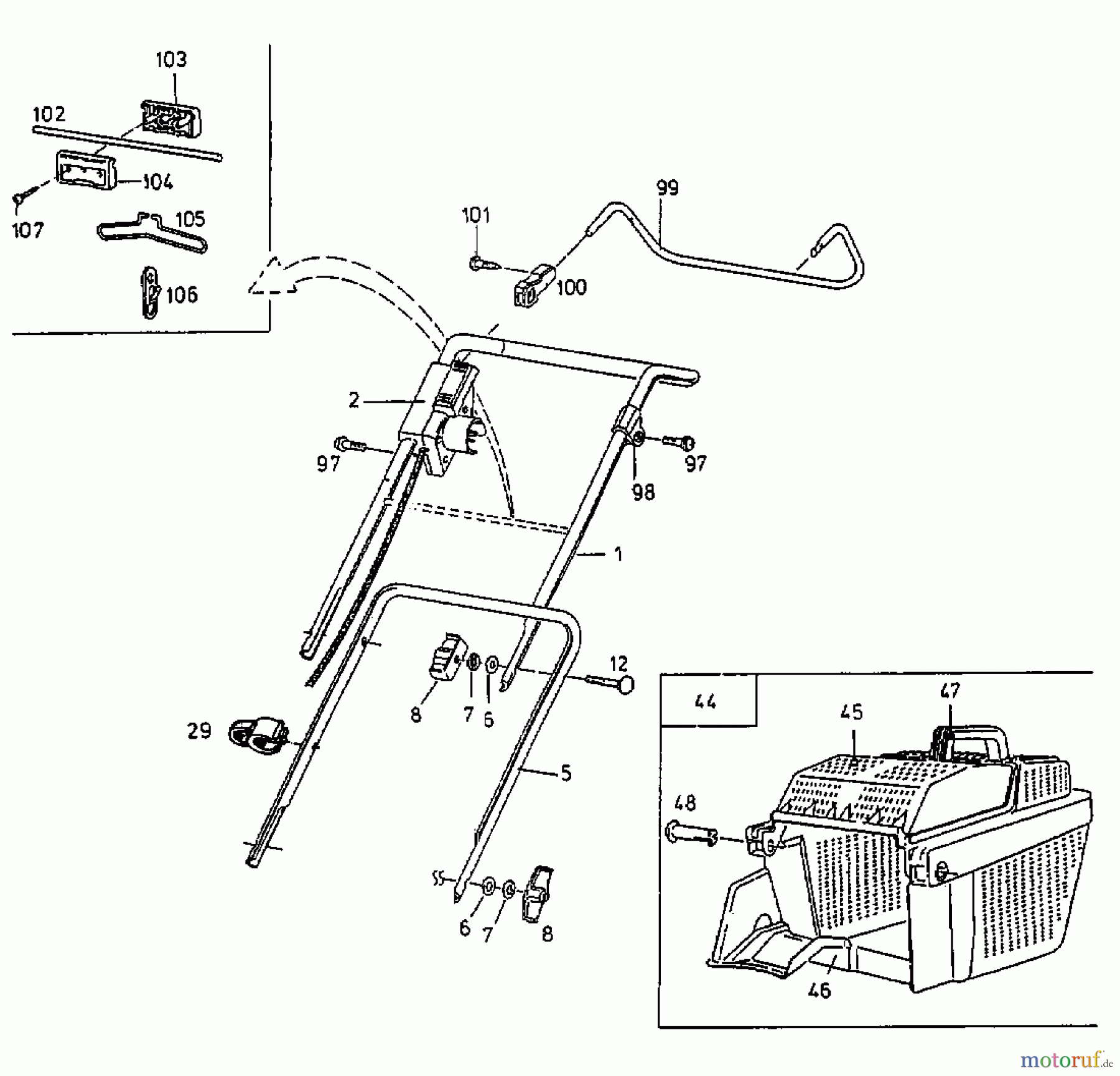  Gutbrod Tondeuse électrique HE 42 L 18A-L5F-604  (1998) Bac de réception de l'herbe, Brancard