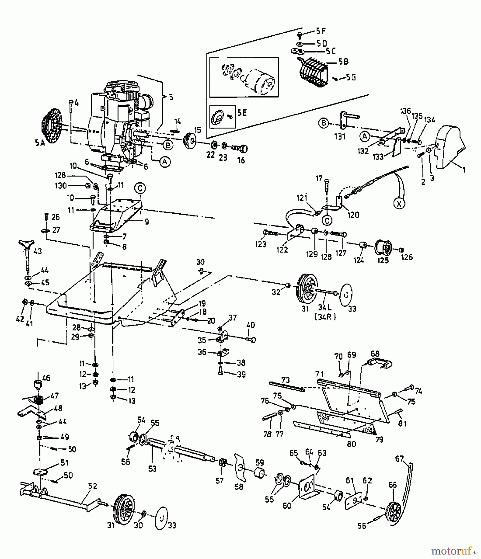  MTD Scarificateur thermique V 38 G 16APG00Y678  (1998) Courroie, Arbre porte-lames, Moteur, Roues
