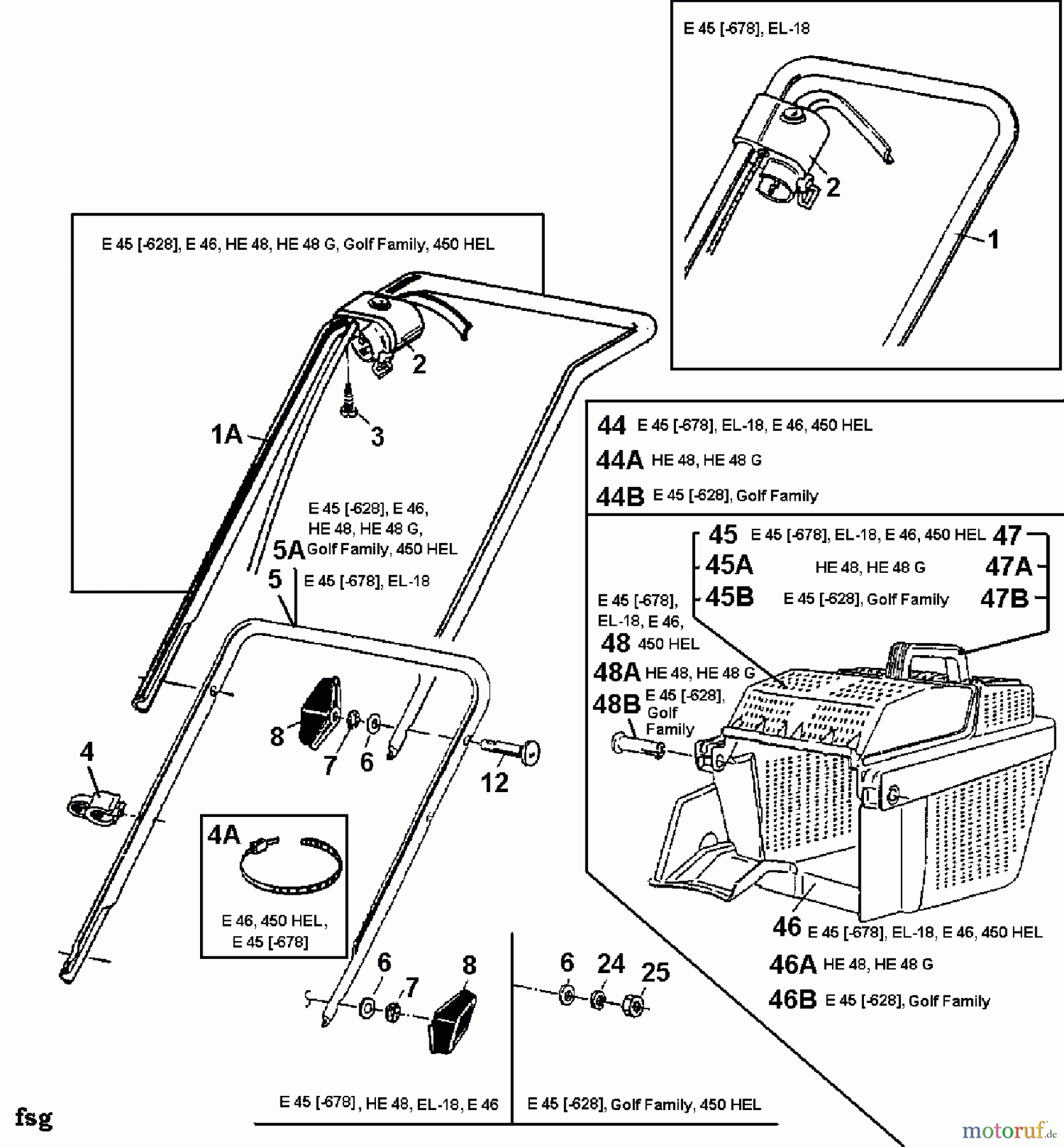  Delverde Tondeuse électrique E 46 18A-T1H-616  (1998) Bac de réception de l'herbe, Brancard
