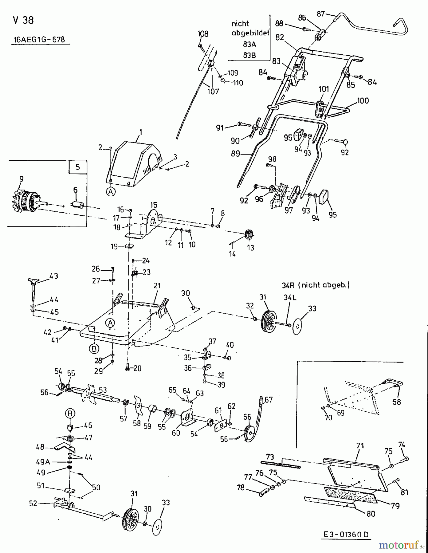  MTD Scarificateur électrique V 38 16AEG1G-678  (2002) Machine de base