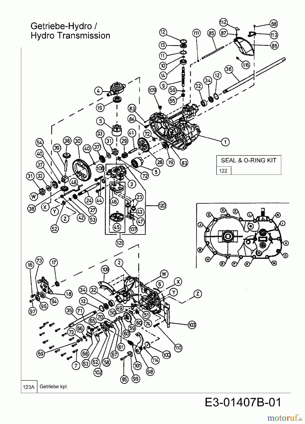  MTD Tracteurs de pelouse SE 150 H 13BA518E678  (2003) Boîte de vitesse hydrostatique