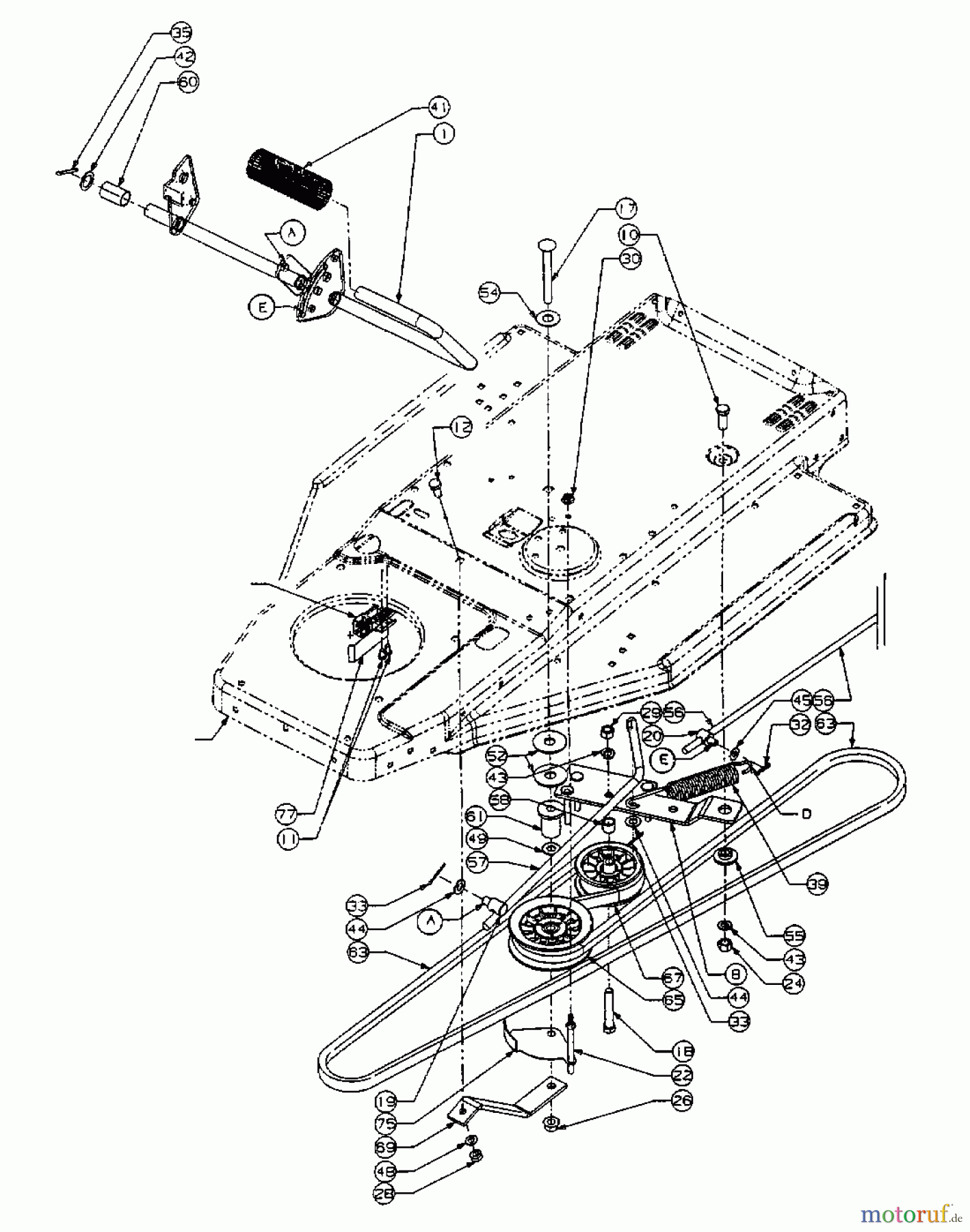  Univert Tracteurs de pelouse 130 ENC 13AA47UE663  (2000) Entraînement de roulement, Pedales