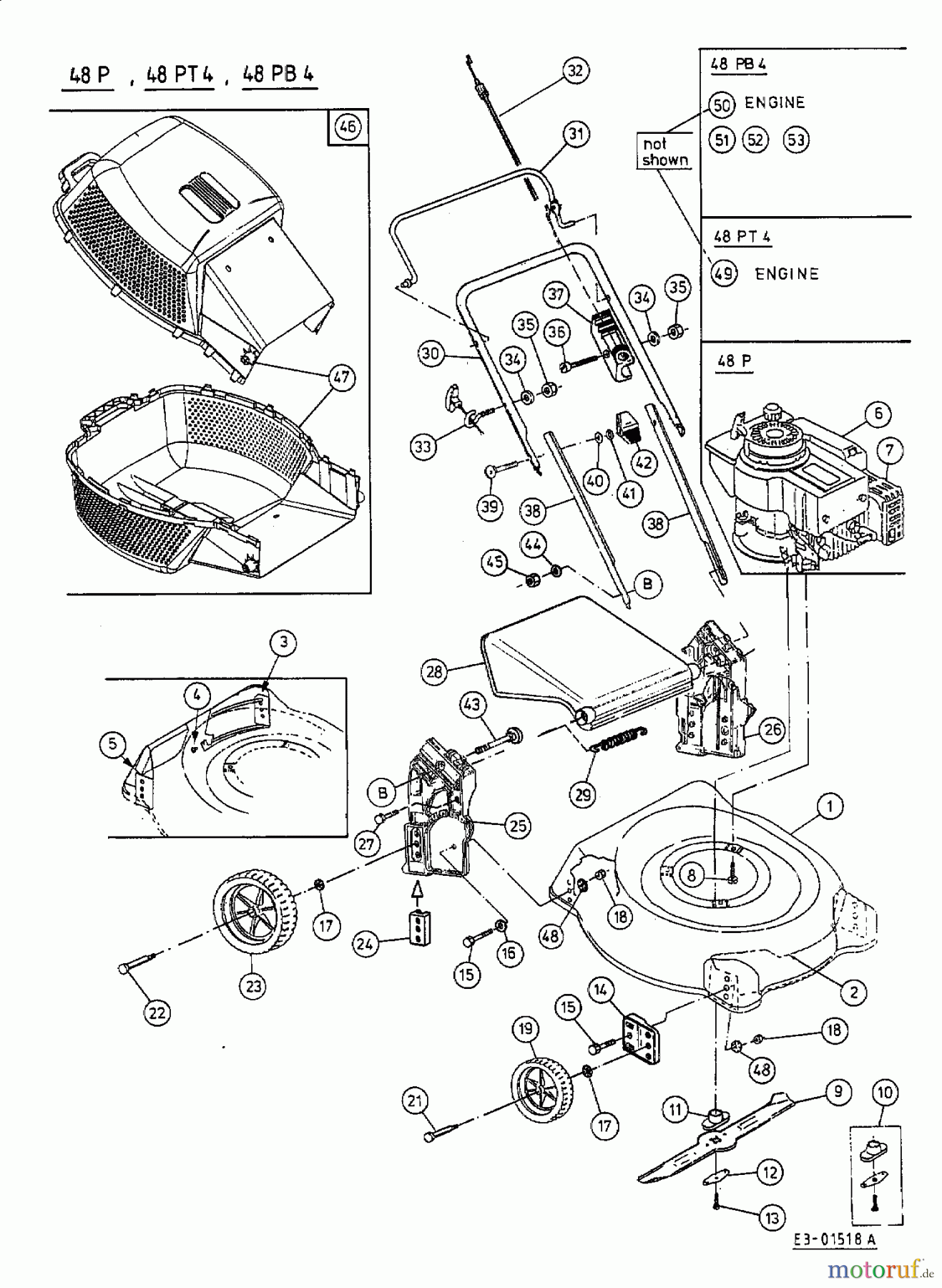  MTD Motormäher 48 PT 4 11A-V03A602  (2001) Grundgerät