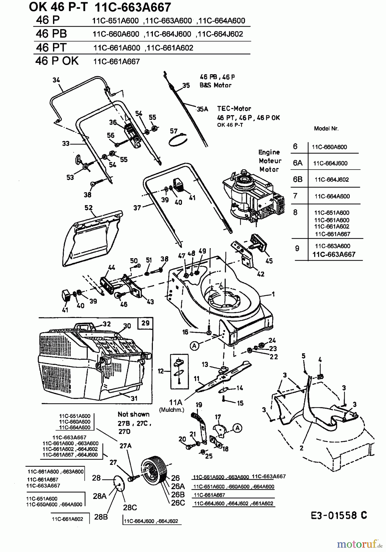 MTD Tondeuse thermique 46 PT 11C-661A602  (2003) Machine de base