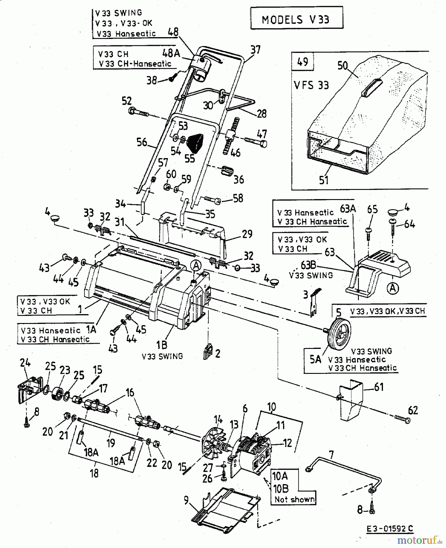  MTD Elektrovertikutierer V 33 16AEA1D-664  (2003) Grundgerät