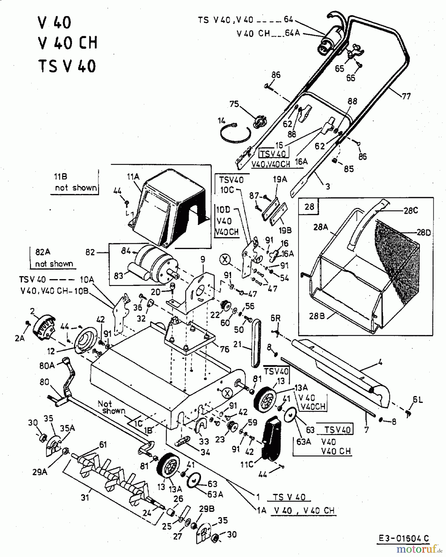  MTD Elektrovertikutierer V 40 16AEM0G-664  (2003) Grundgerät