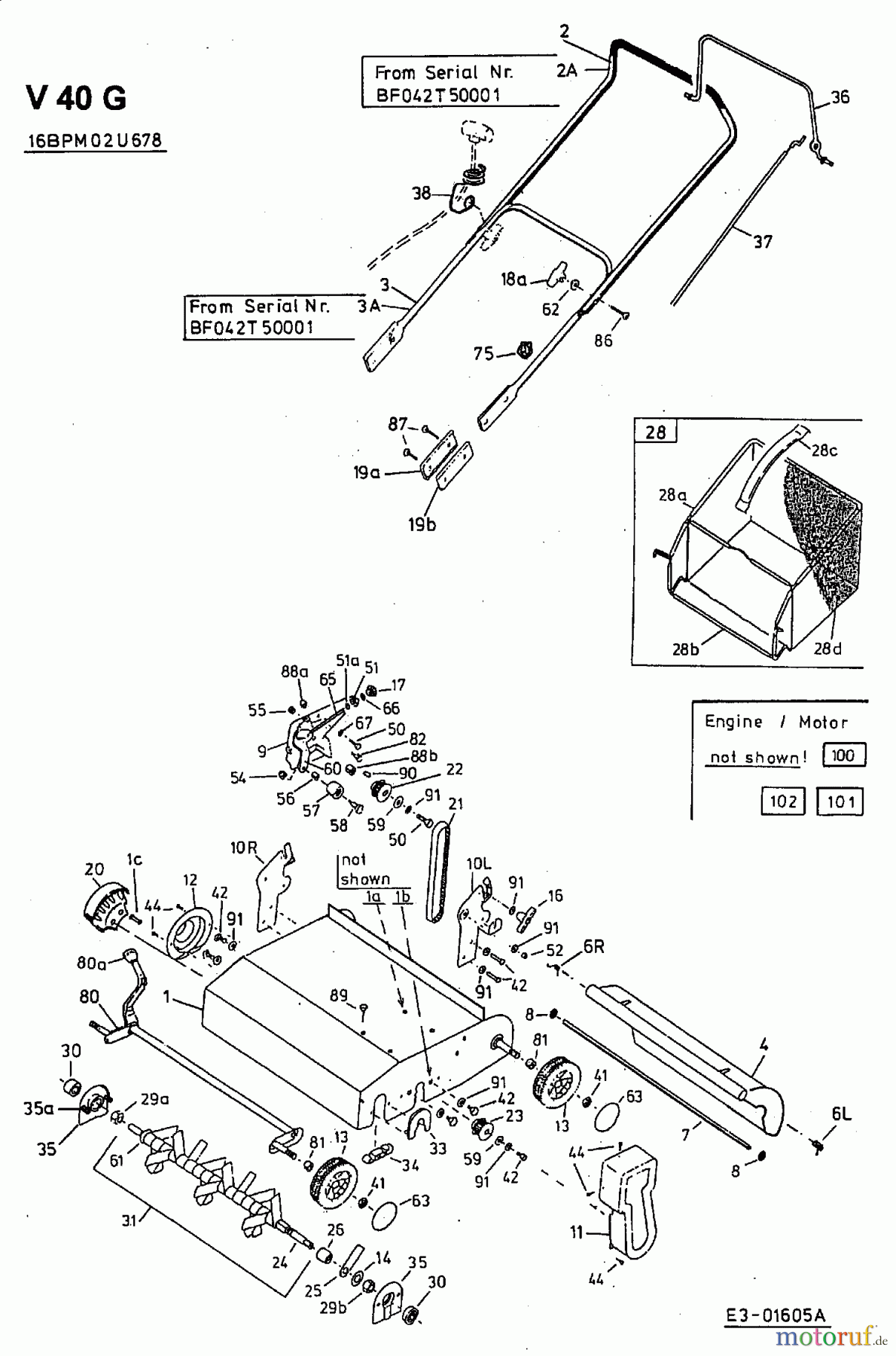  MTD Motorvertikutierer V 40 G 16BPM02U678  (2002) Grundgerät