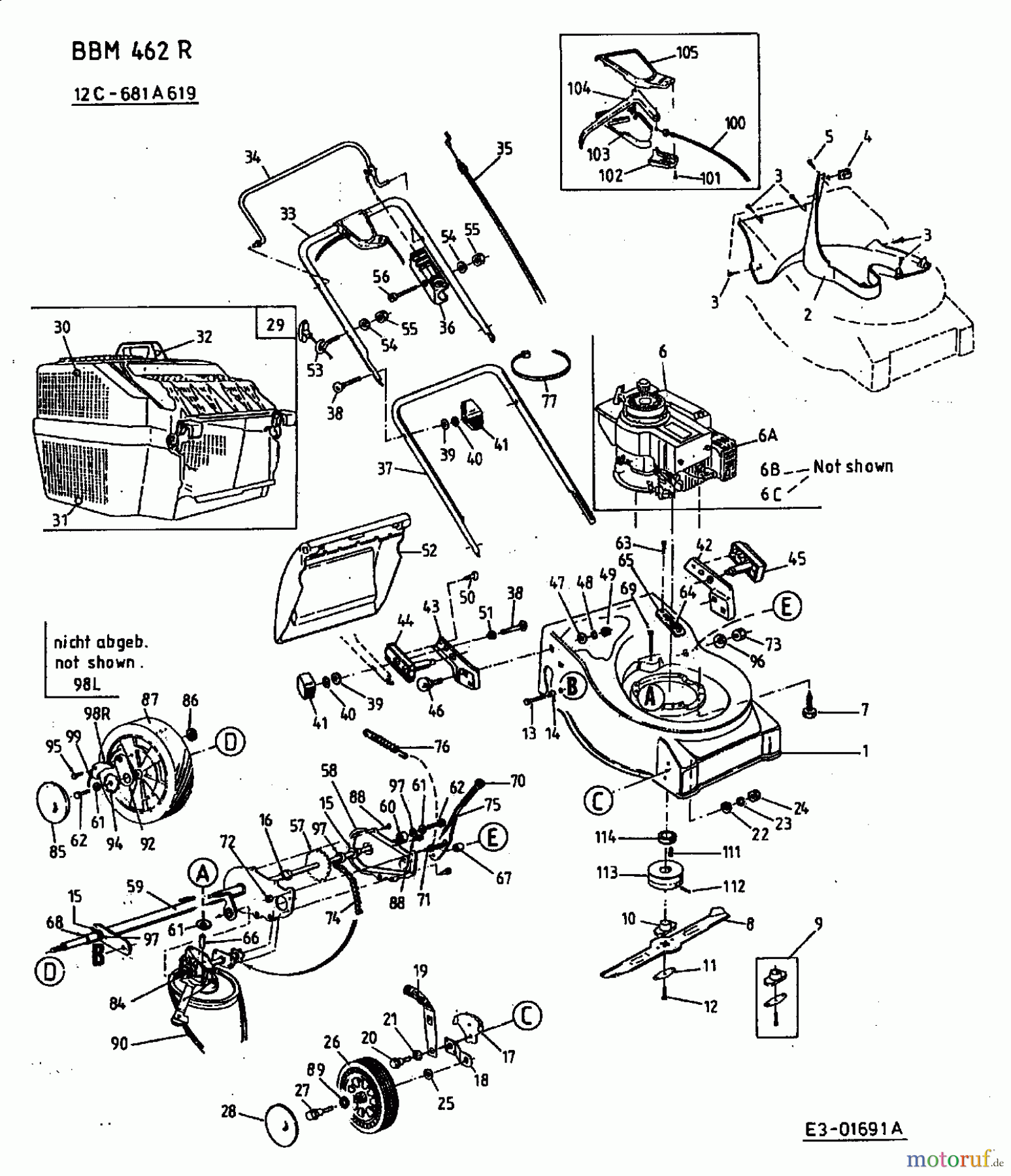 Budget Petrol mower self propelled BBM 462 R 12C-681A619  (2002) Basic machine