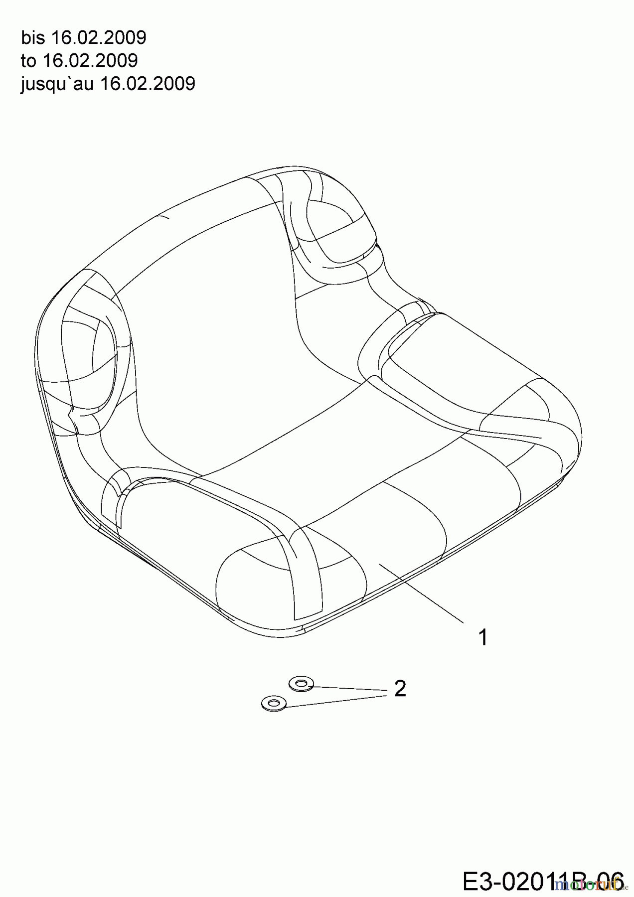  Mastercut Tracteurs de pelouse Mastercut 96 13AH761F659  (2009) Siège jusqu`au 16.02.2009