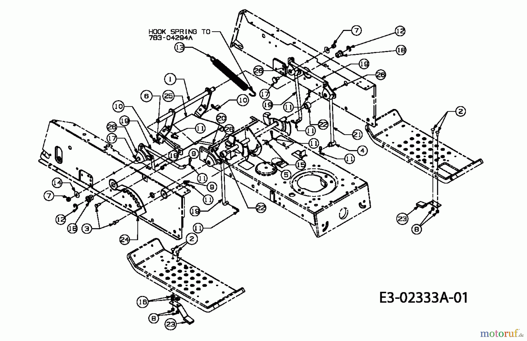  MTD Rasentraktoren 200/107 13A7660G752  (2004) Mähwerksaushebung