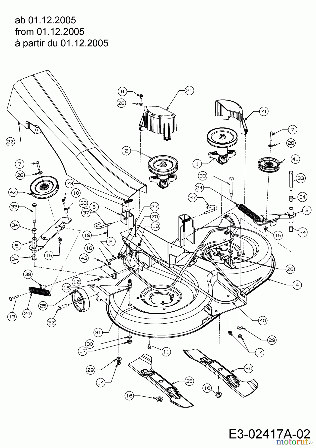  Cub Cadet Tracteurs de pelouse CC 1020 RD 13AE51CN603  (2006) Plateau de coupe N (41