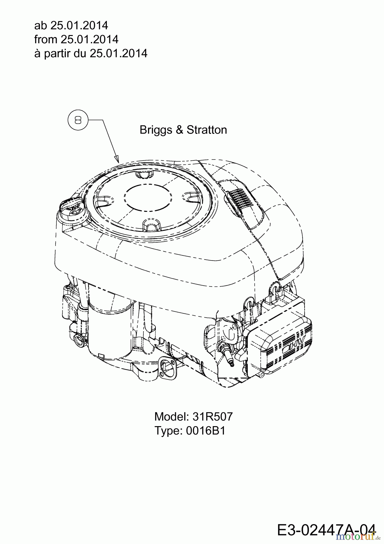  Lux Tools Tracteurs de pelouse RT 155-92 H 13AM77TE694  (2014) Moteur Briggs & Stratton à partir du 25.01.2014