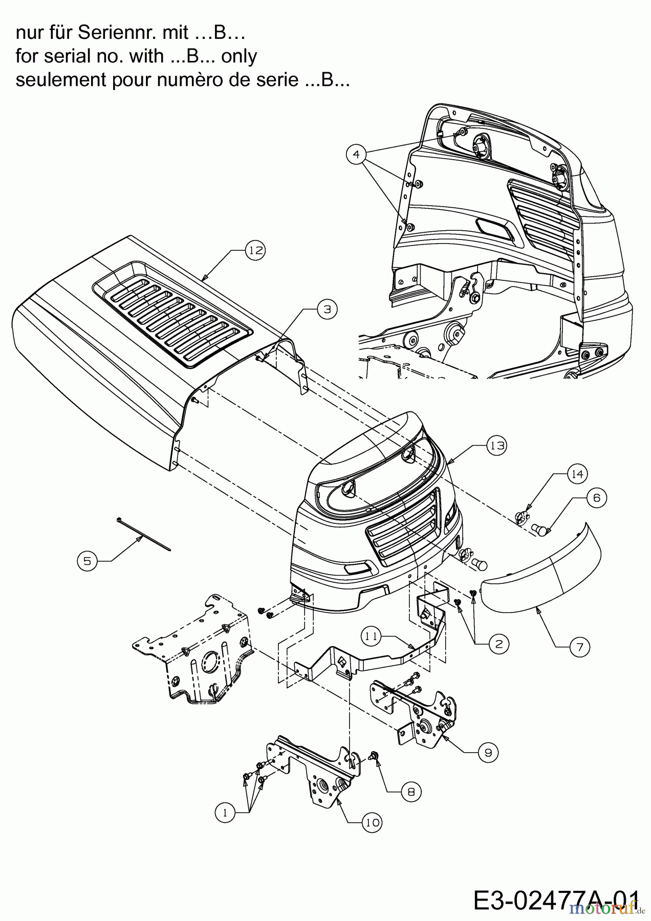  Cmi Tracteurs de pelouse 96-125 13BH761F620  (2014) Capot de moteur 1-Style