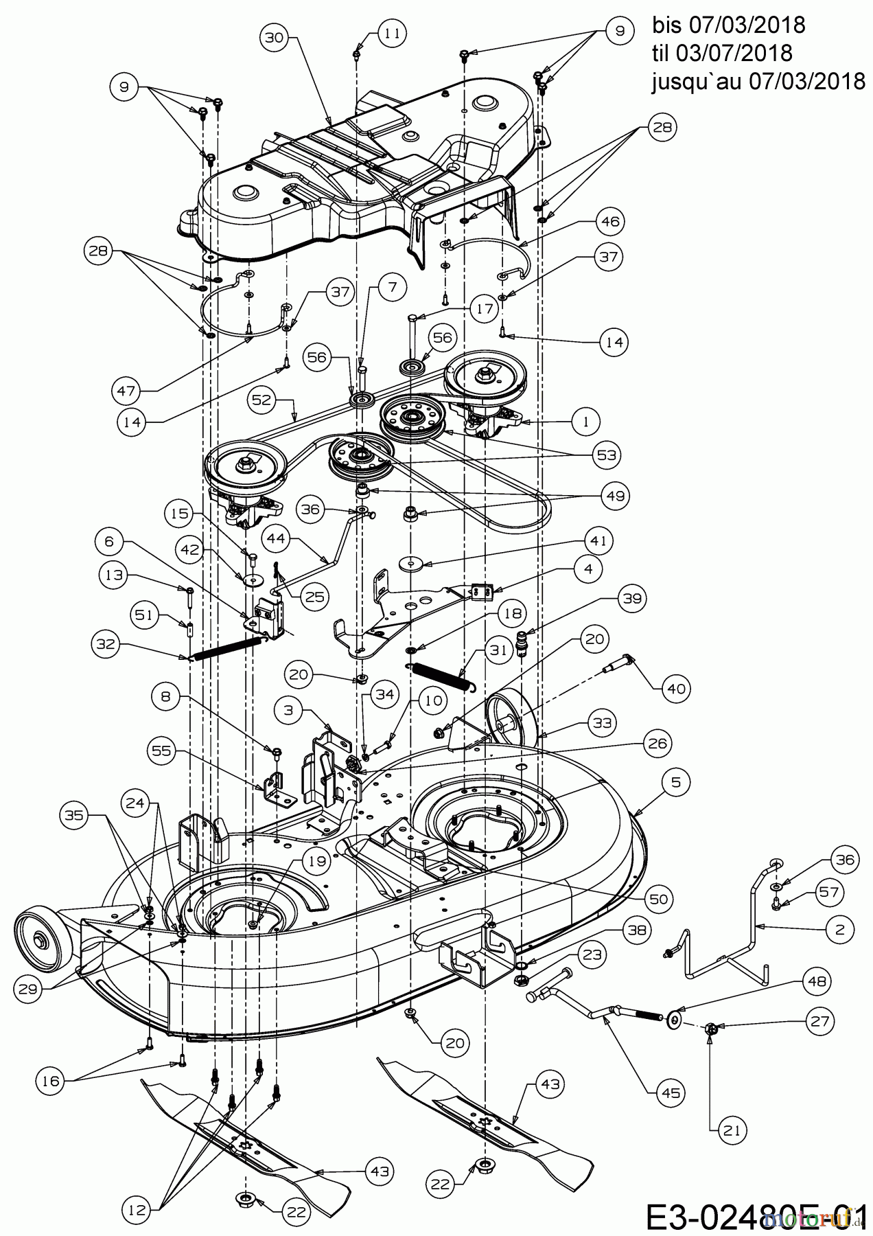  Cub Cadet Tracteurs de pelouse LT3 PS107K 13AV79DG603  (2018) Plateau de coupe G (42