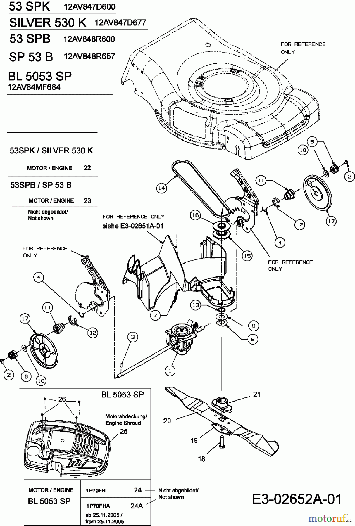  Mastercut Motormäher mit Antrieb SP 53 B 12AV848R657  (2006) Getriebe, Messer, Motor
