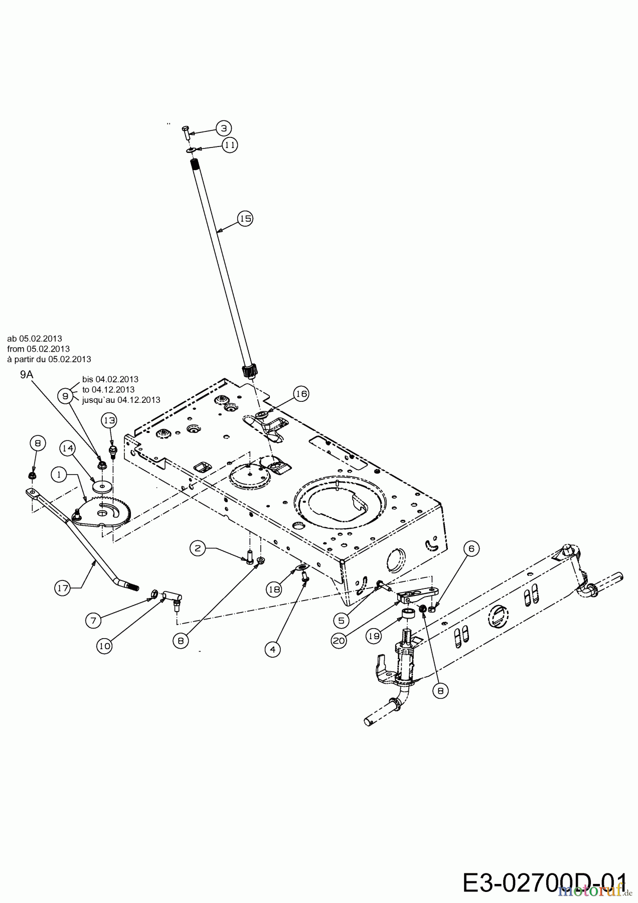  Oleo-Mac Tracteurs de pelouse Tornado 95/11,5 T 13BH768F636  (2013) Système direction