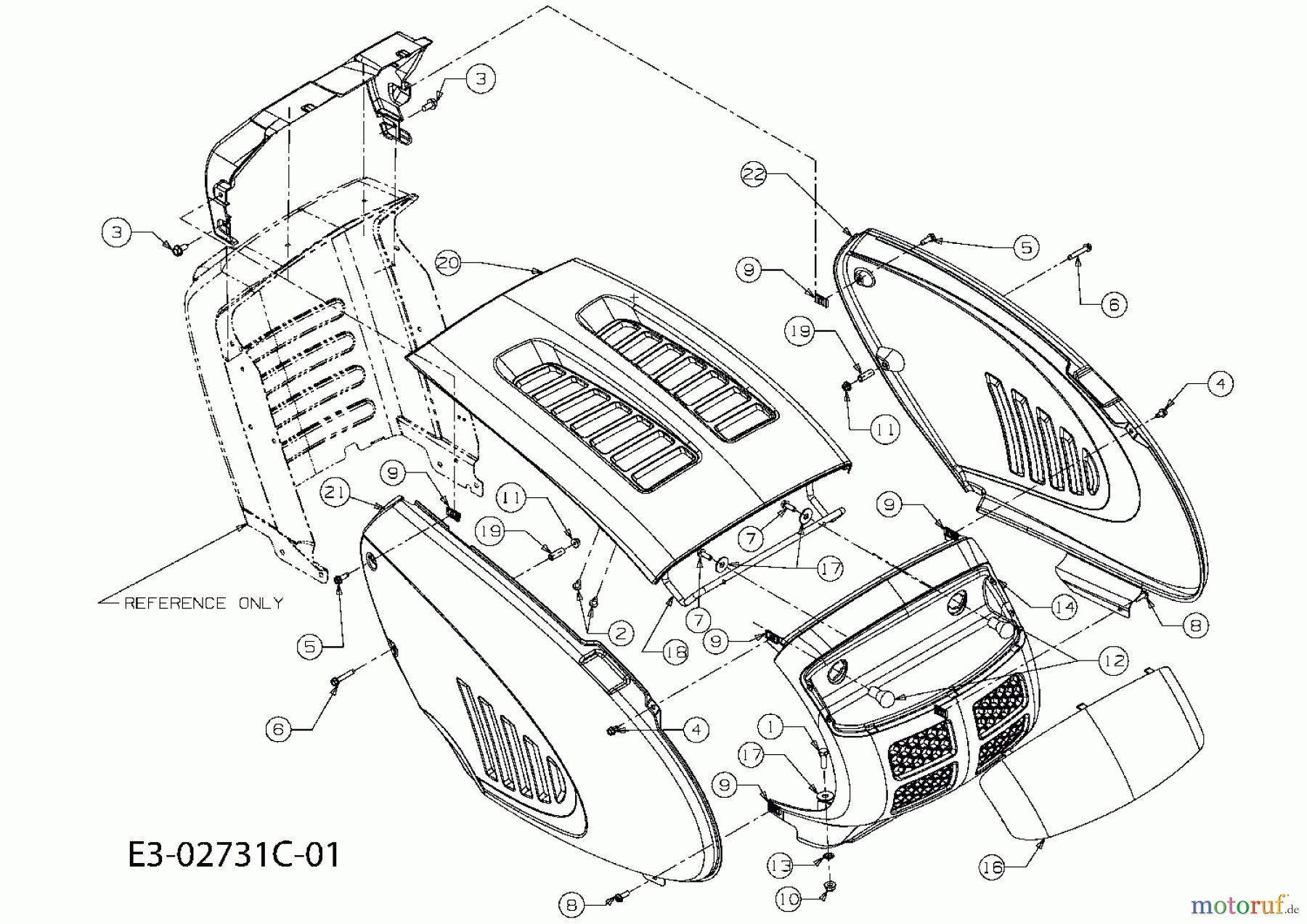  Oleo-Mac Tracteurs de pelouse Polo 108/17 H 13AD799G436  (2008) Capot de moteur 9-Style