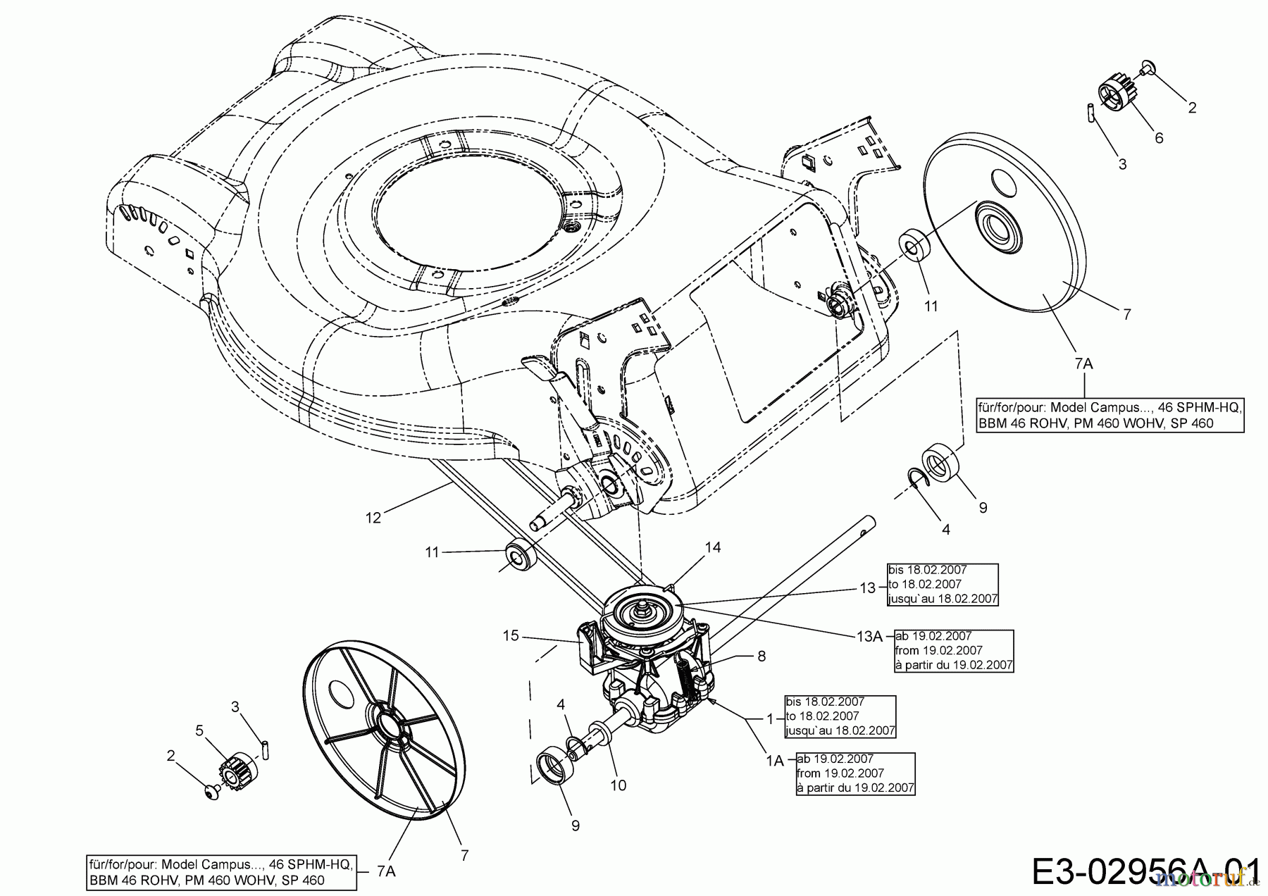  Central Park Petrol mower self propelled CPRT 546 12B-J20G641  (2007) Gearbox, Belt