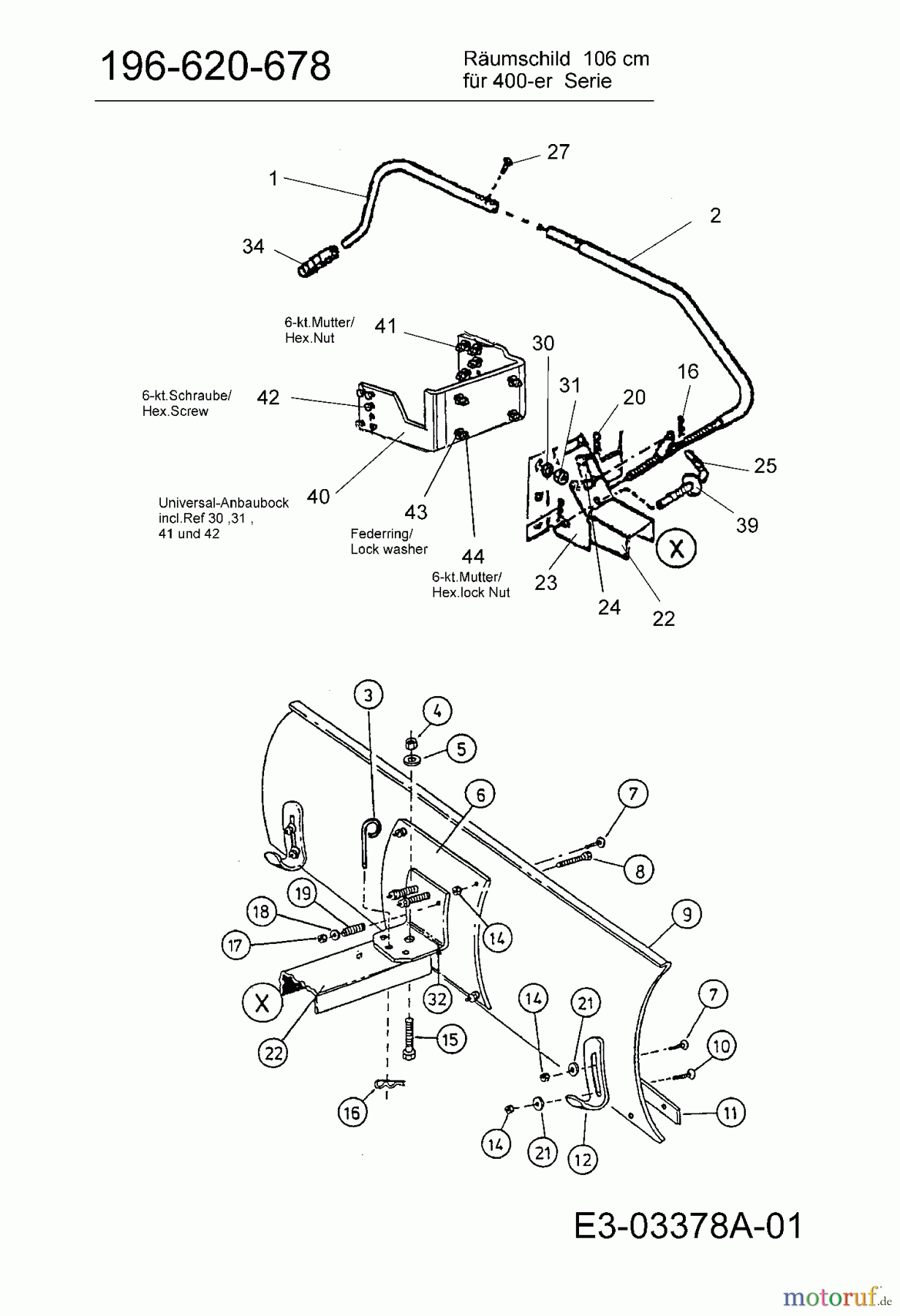  MTD Accèssoires Accèssoires tracteur de jardin et de pelouse Lame á neige pour série 400 196-620-678  (2000) Machine de base