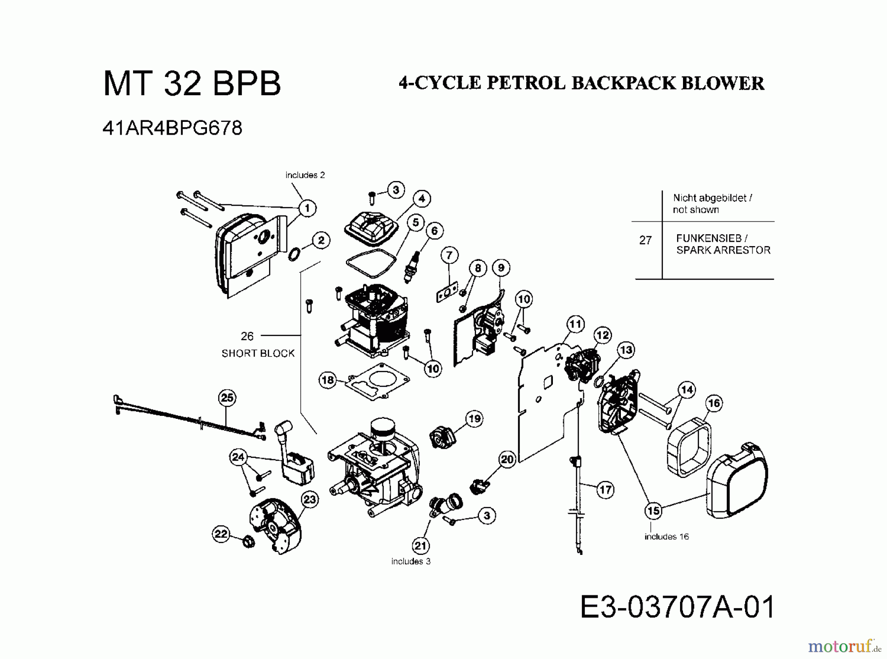  MTD Souffleur de feuille, Aspirateur de feuille MT 32 BPB 41AR4BPG678  (2008) Moteur