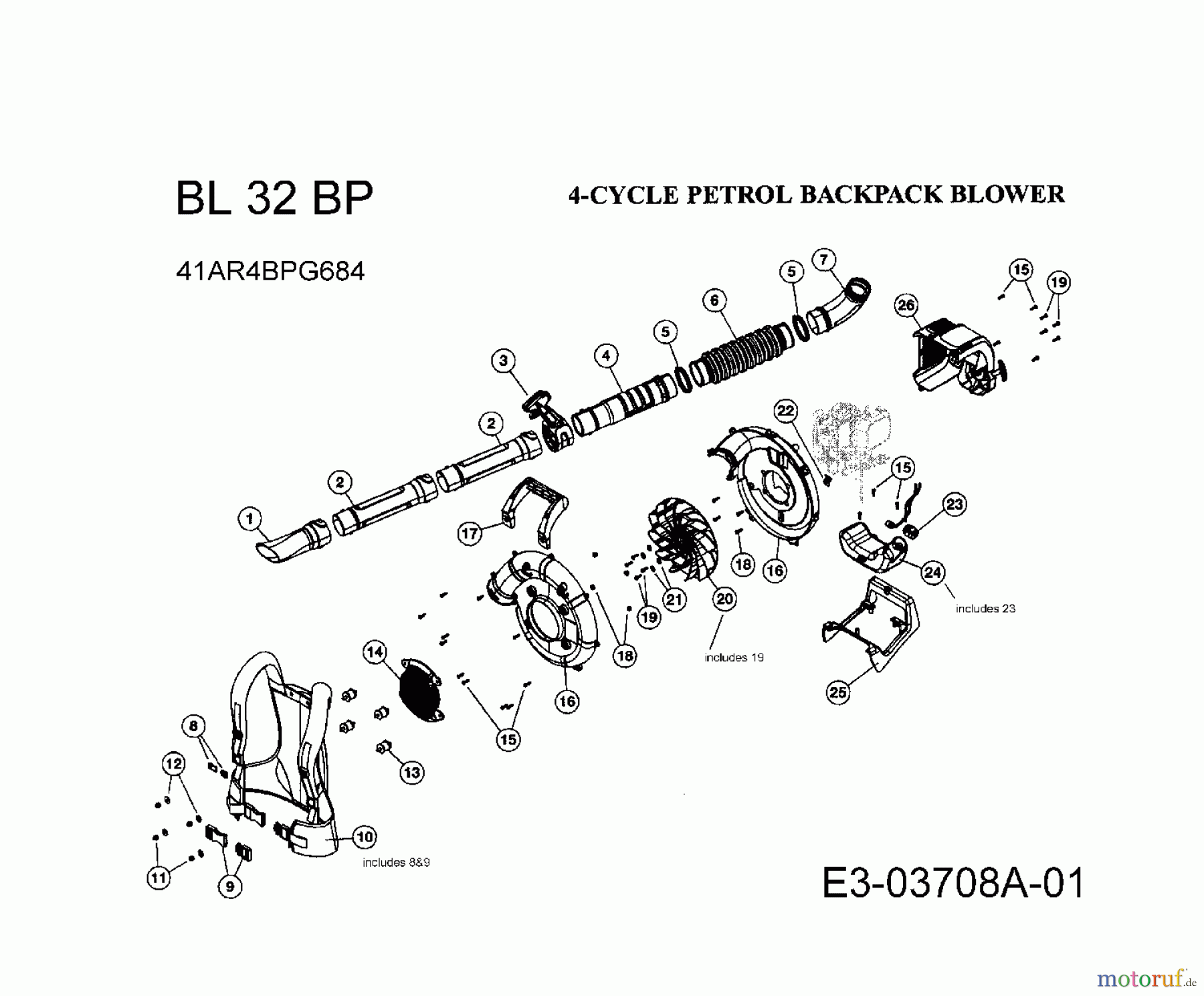 Bolens Souffleur de feuille, Aspirateur de feuille BL 32 BP 41AR4BPG684  (2008) Machine de base