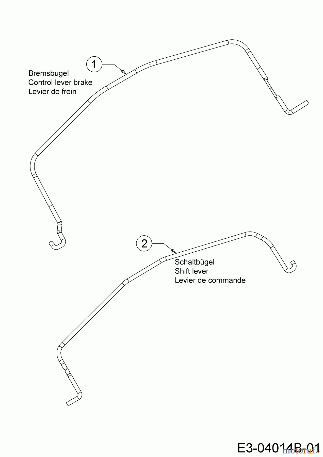  MTD Tondeuse thermique tractée Smart 53 MSPB 12A-A05D600  (2018) Levier de frein, Levier de commande