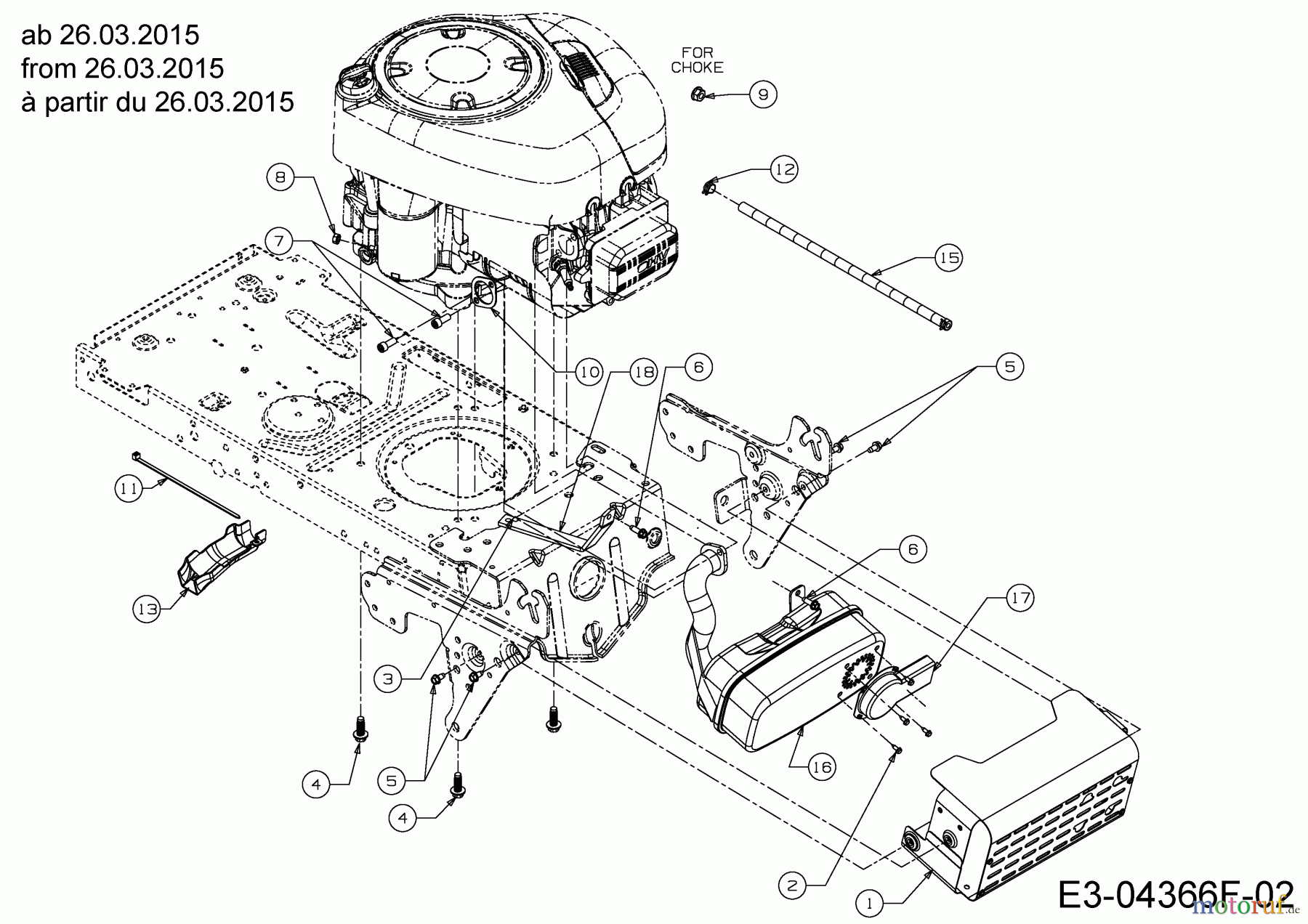  Black Edition Tracteurs de pelouse 175-92 13HN777E615  (2015) Accessoires moteur à partir du 26.03.2015