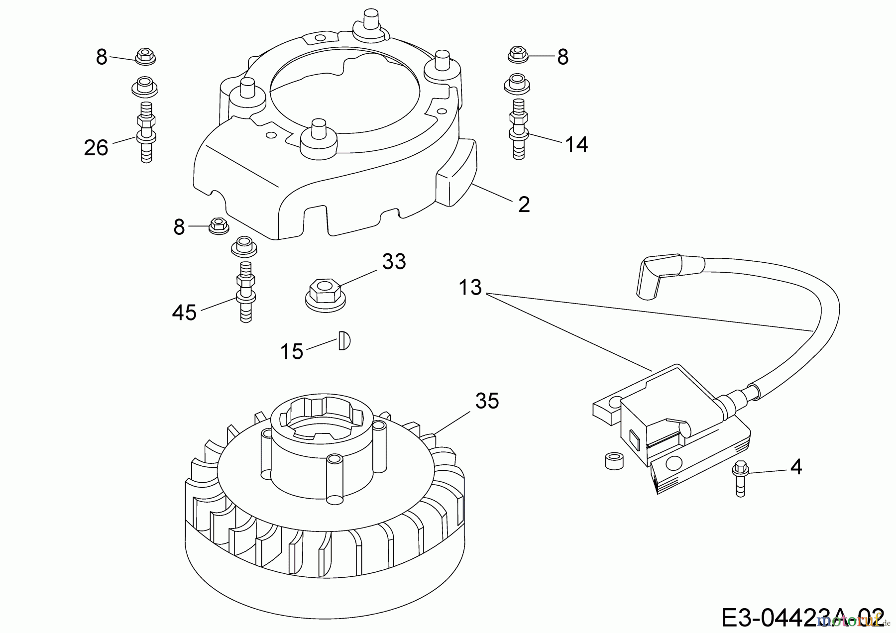  MTD-Moteurs Vertical 1P65LH 752Z1P65LH  (2007) Volant, Bobine d`allumage