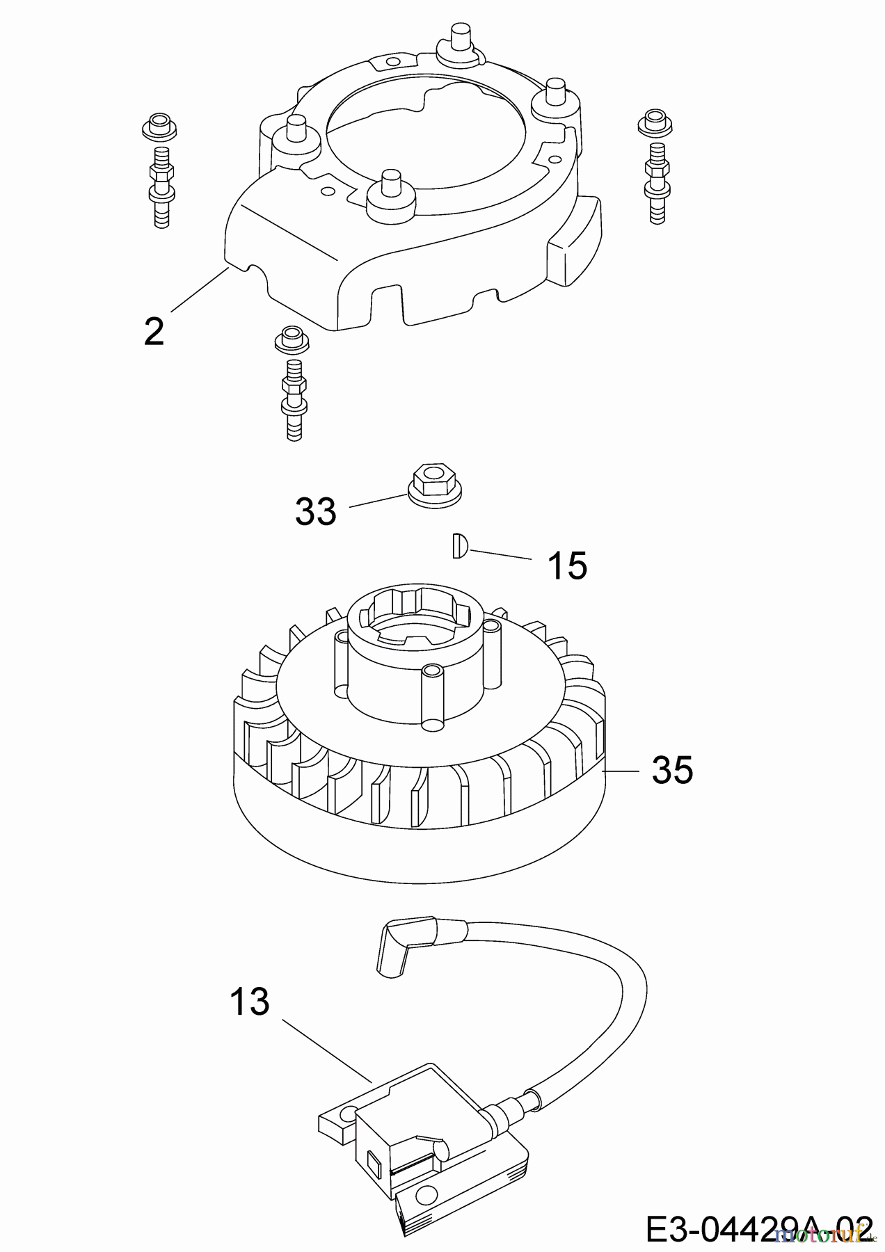  MTD-Moteurs Vertical 1P70LH 752Z1P70LH  (2007) Capot de ventilateur, Volant, Bobine d`allumage