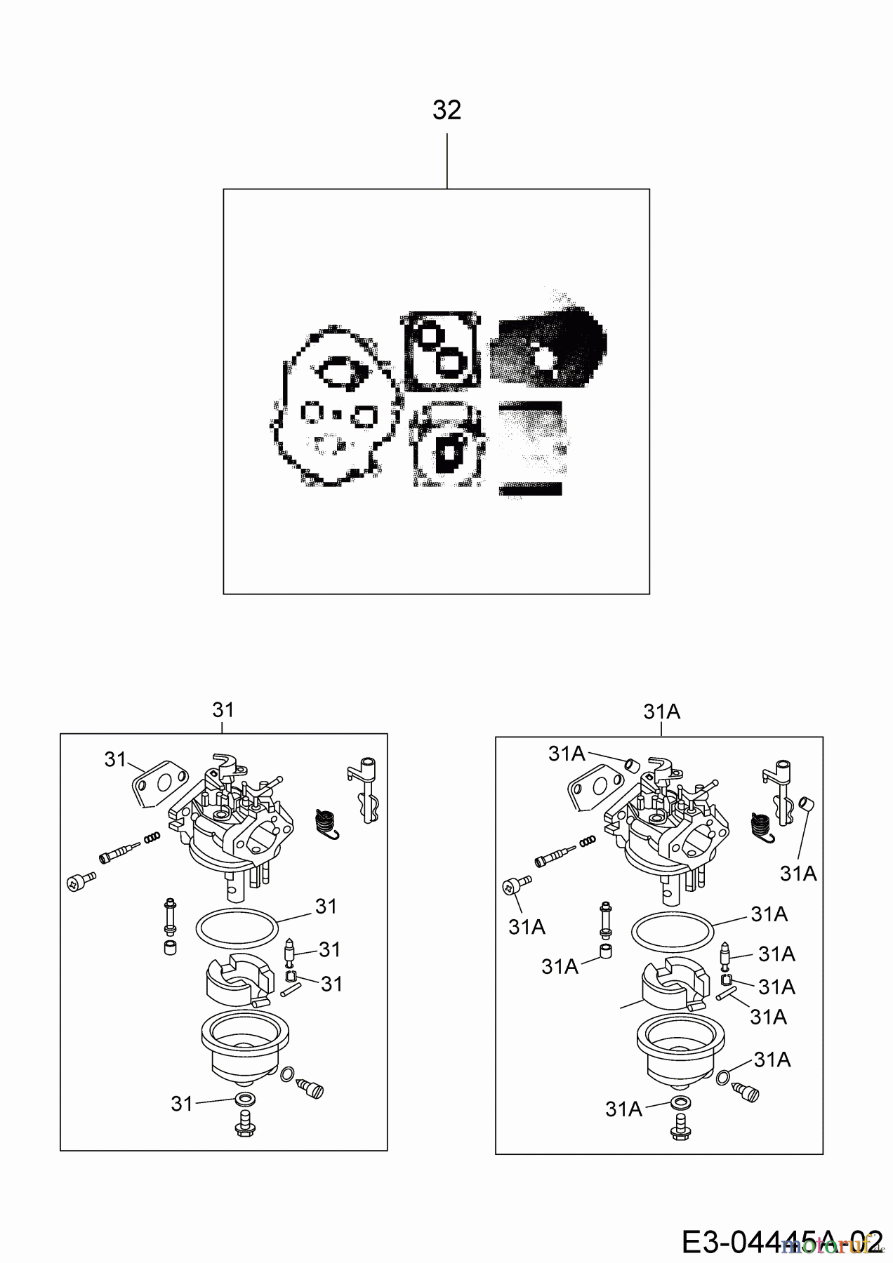  MTD-Moteurs Vertical 1P65WHA 752Z1P65WHA  (2009) Jeu de joints moteur, Kit remplacement carburateur