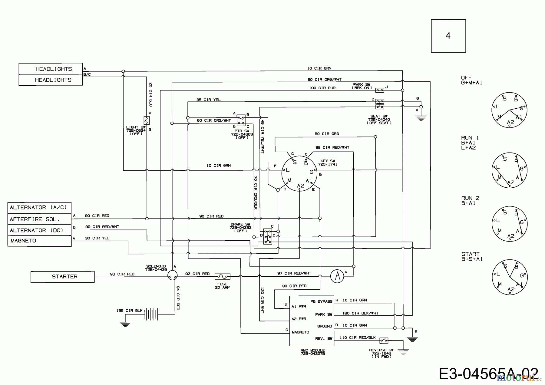  Verts Loisirs Tracteurs de pelouse VLK2 22H107 N 13AF91TG417  (2009) Plan électrique