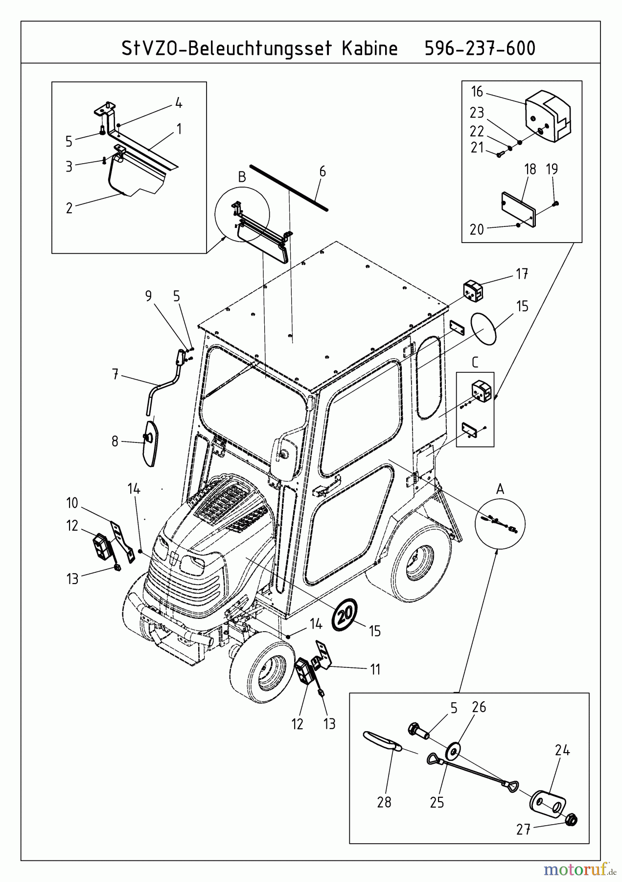 MTD Accèssoires Accessoires tracteurs compact Kit illumination pour série CC 2000/3000 RD 596-237-600  (2009) Illumination