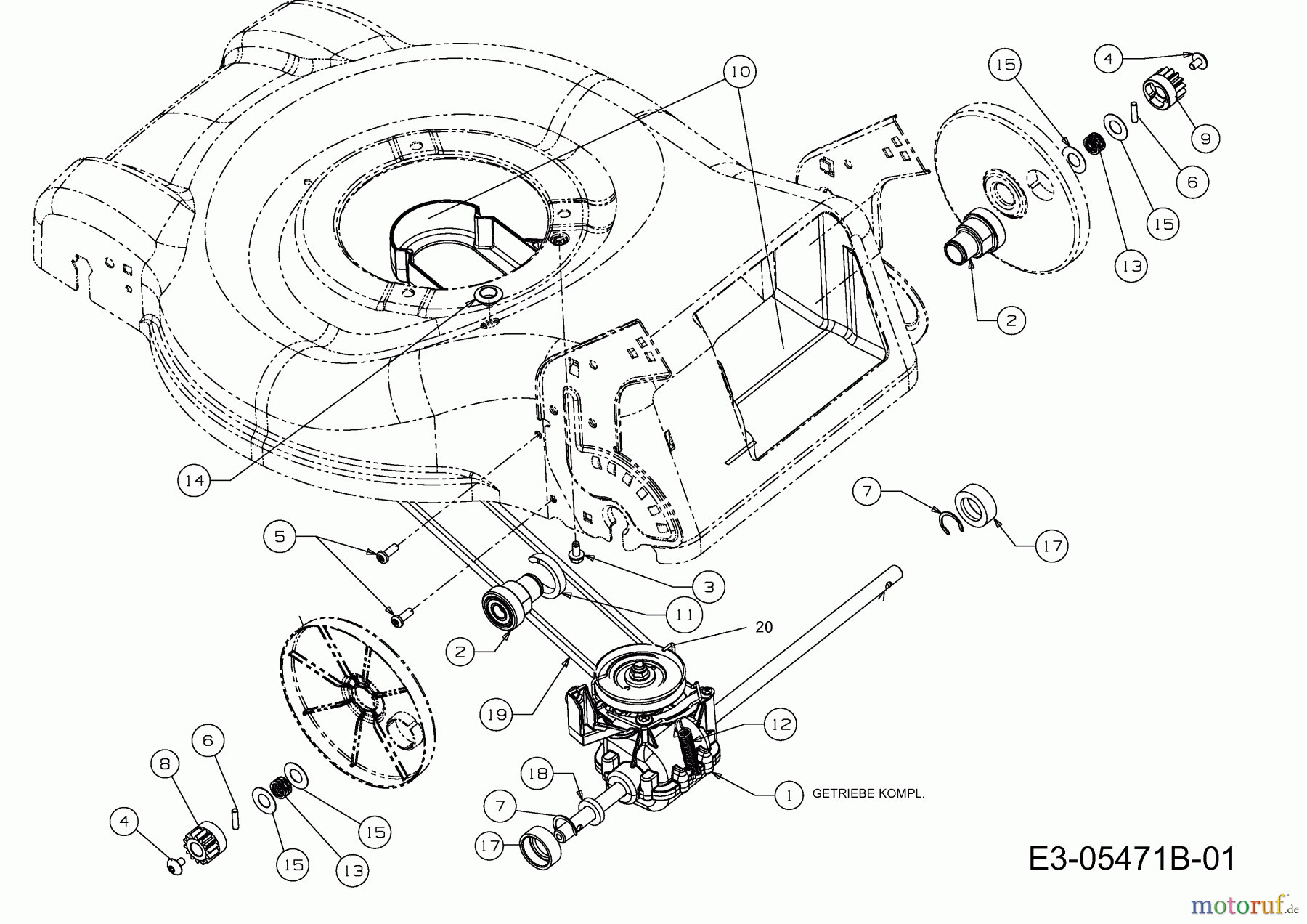  MTD Petrol mower self propelled SP 46 O 12D-J5M1615  (2012) Gearbox, Belt
