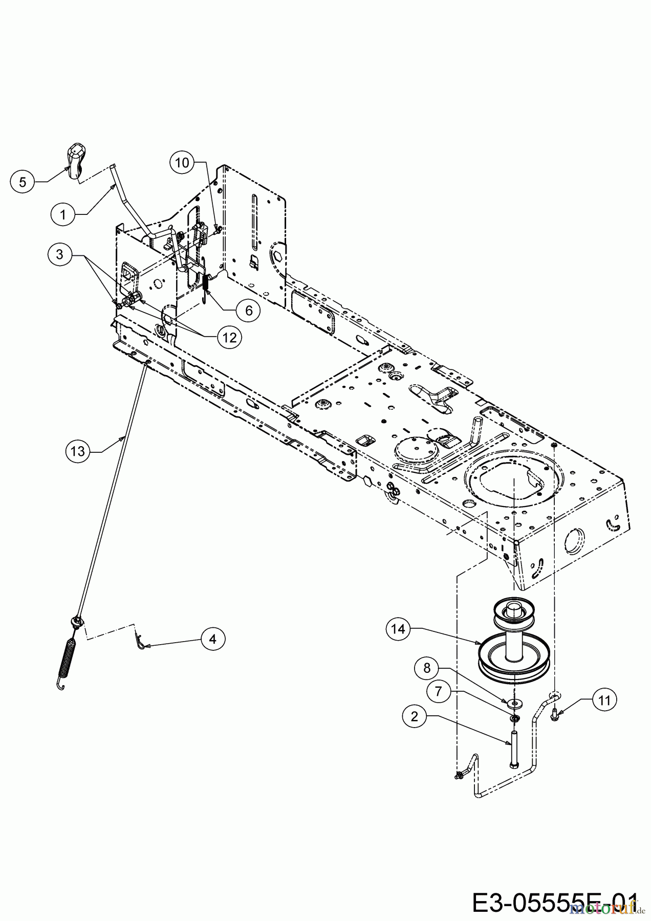  MTD Rasentraktoren DL 960 T 13H276KF677  (2017) Mähwerkseinschaltung, Motorkeilriemenscheibe