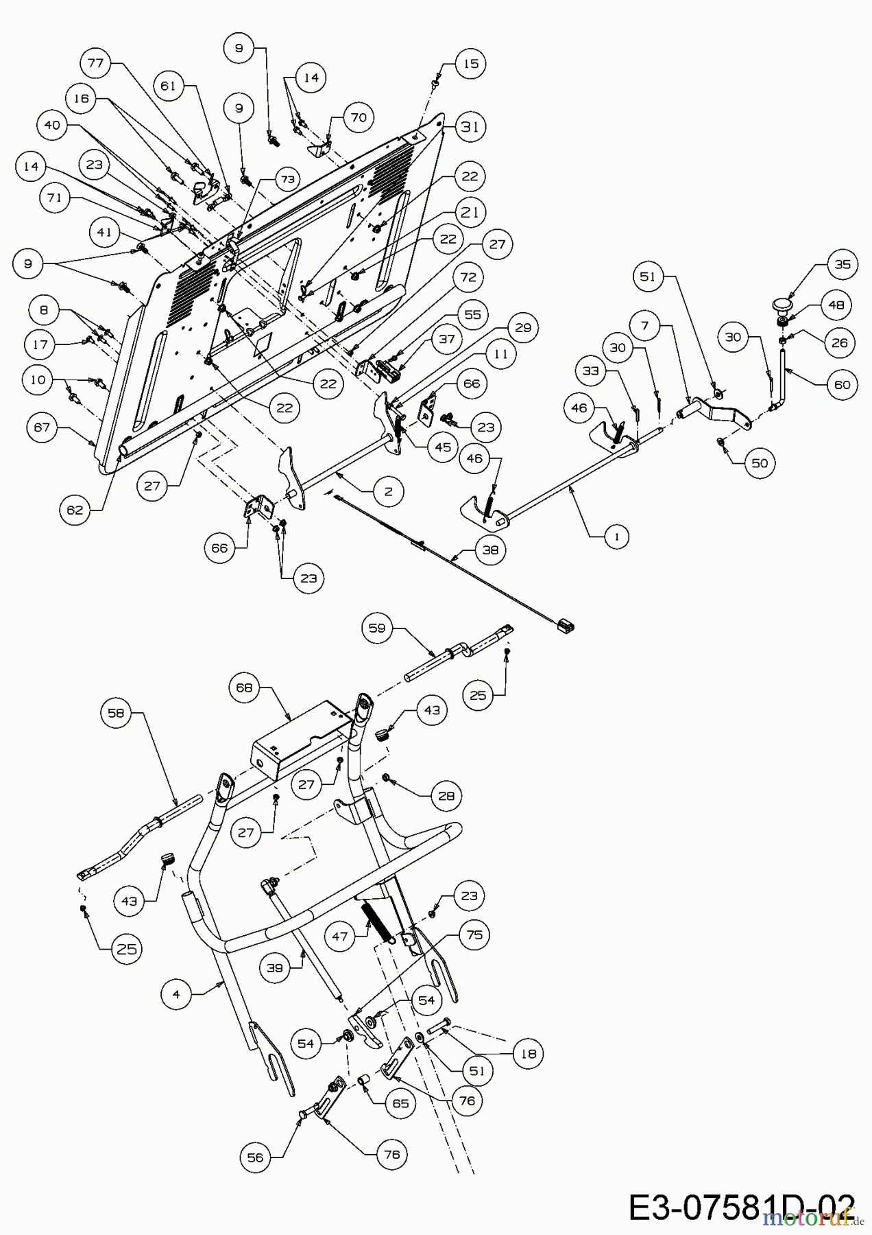  Massey Ferguson Tracteurs de pelouse MF 41-22 RH 13HP91GN695  (2016) Mecanisme dispositif du sac de réception de l'herbe, Plaque arrière