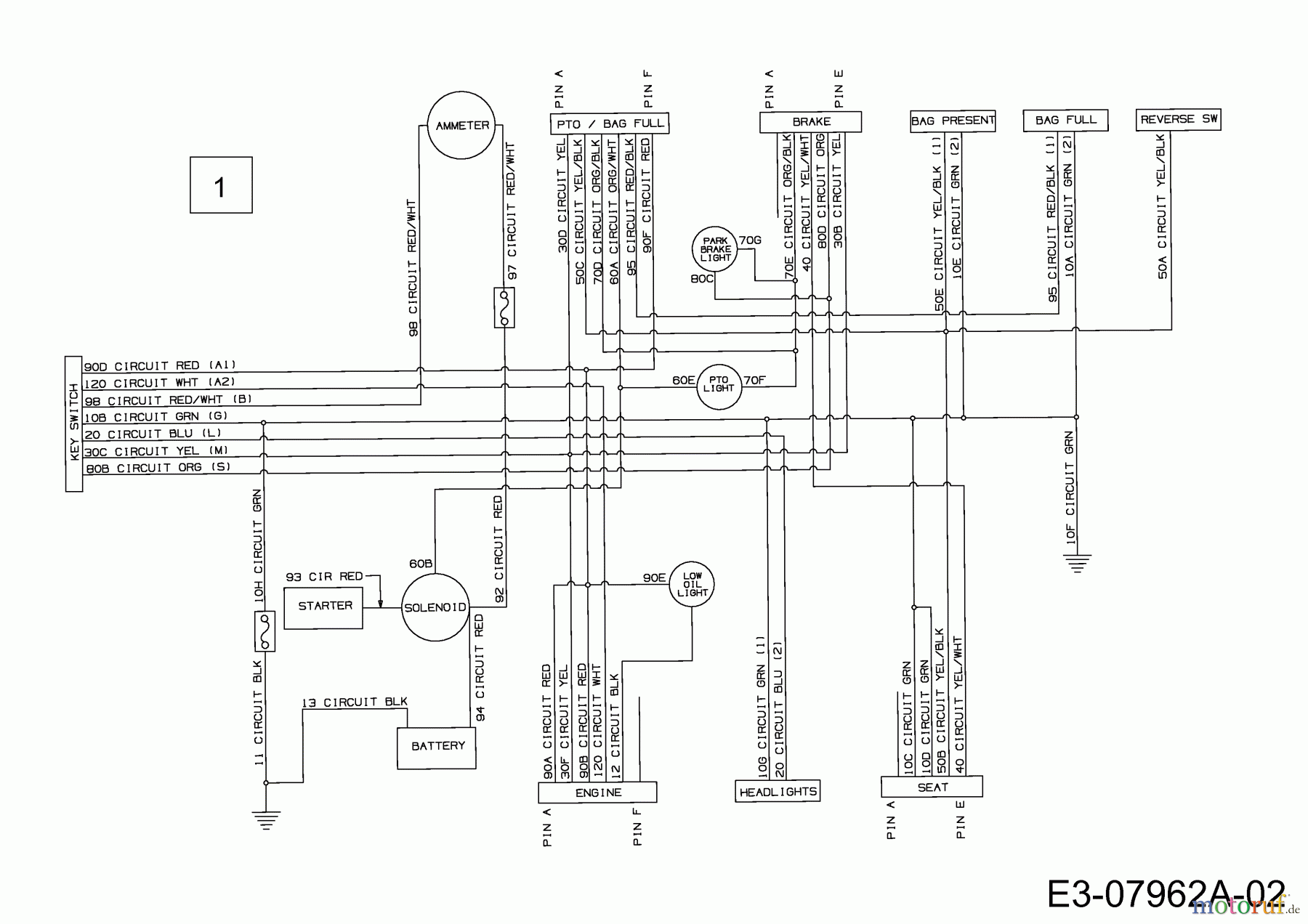  MTD Tracteurs de pelouse SN 135 A 13AA508N678  (2002) Plan électrique