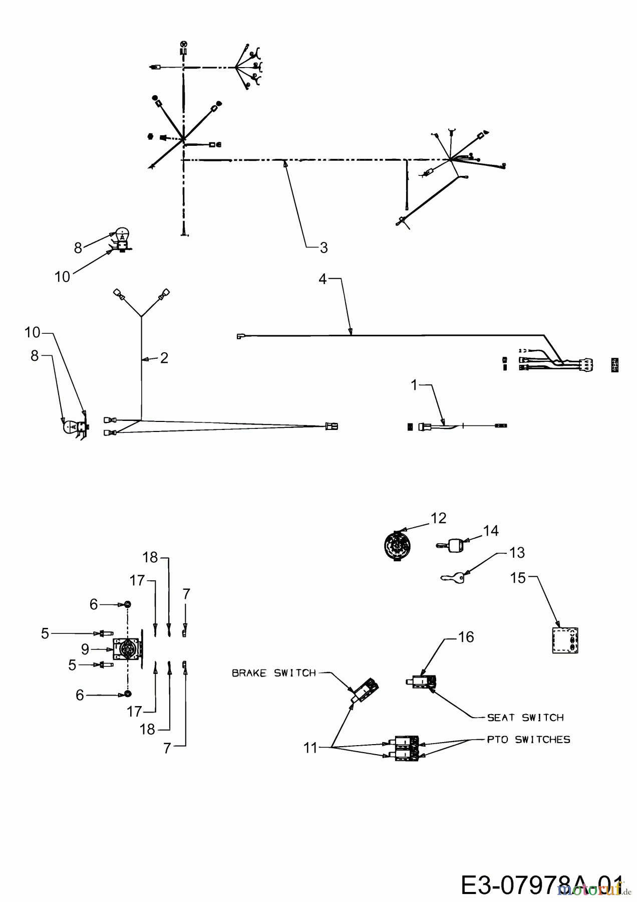  MTD Tracteurs de pelouse SN 180 H 13BQ518N678  (2003) Assortiment électrique