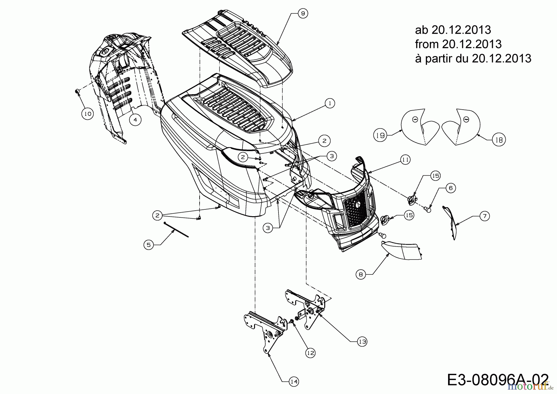  MTD Tracteurs de pelouse 155-92 LE 13HM71KE676  (2014) Capot de moteur K-Style à partir du 20.12.2013