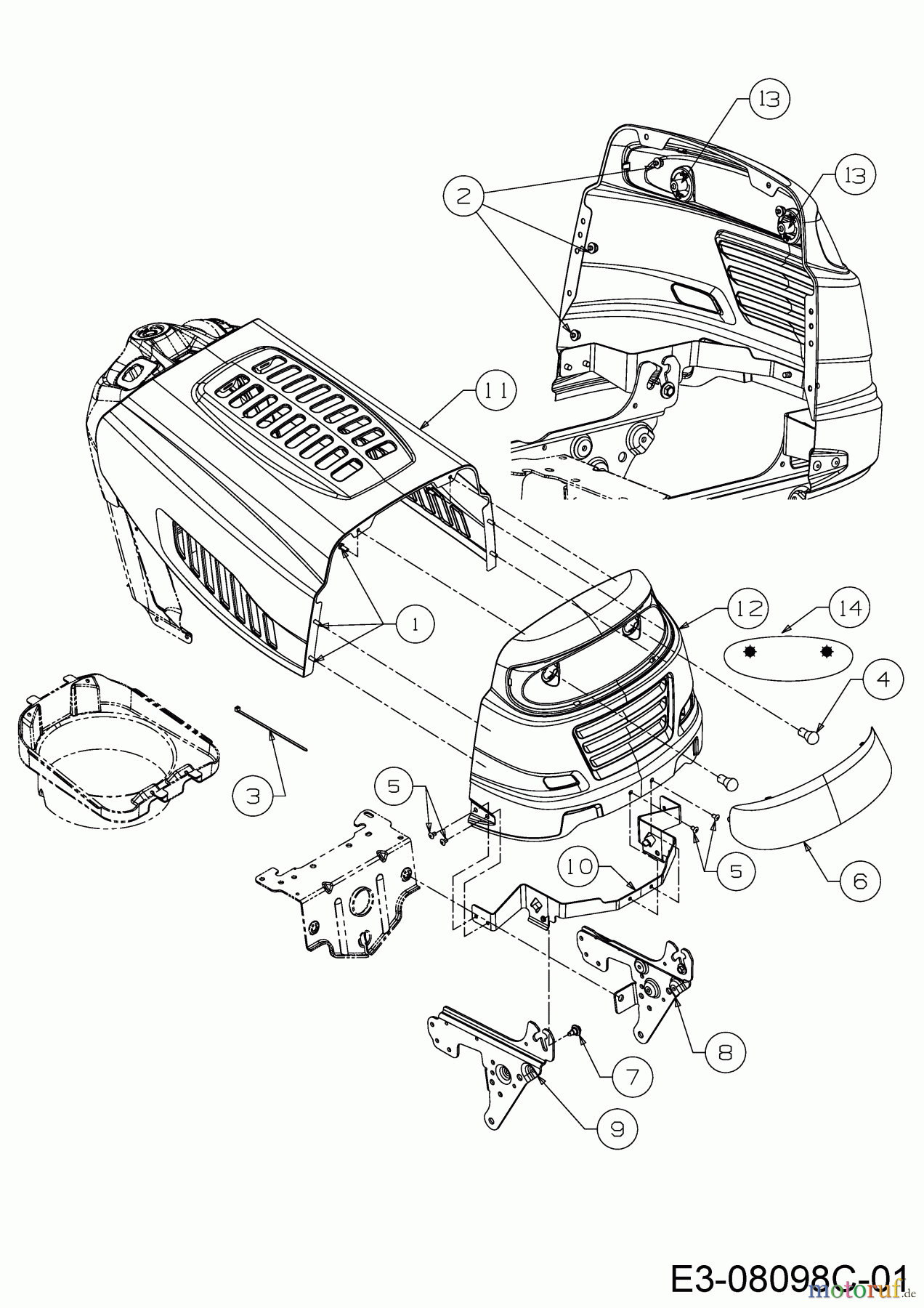  MTD Tracteurs de pelouse MTD 76 13I2765C600  (2018) Capot de moteur 5-Style