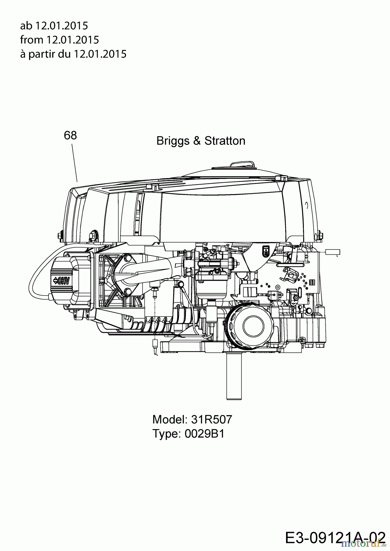  Mr. Bricolage Tracteurs de pelouse BT 155-96 LH 2 13HM79KF648  (2015) Moteur Briggs & Stratton ab 12.01.2015