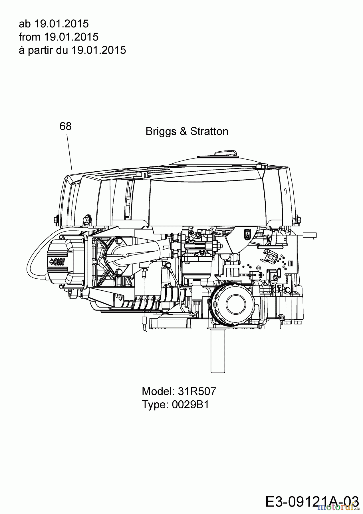  Tigara Tracteurs de pelouse TG 16/96 H 13HM79KF649  (2015) Moteur Briggs & Stratton ab 19.01.2015