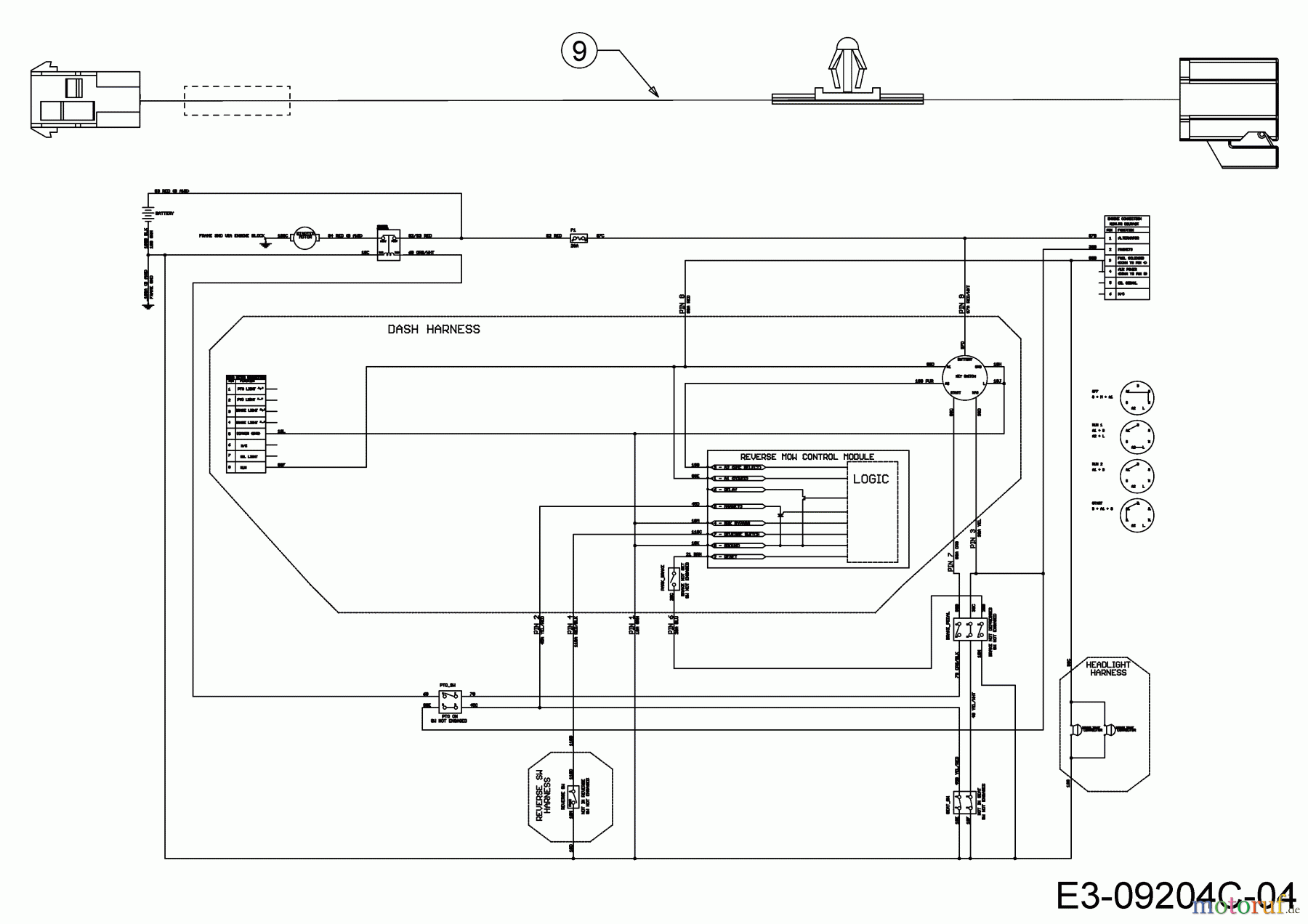  MTD Lawn tractors XT1 547/42 13A8A1ZS306  (2017) Wiring diagram reverse