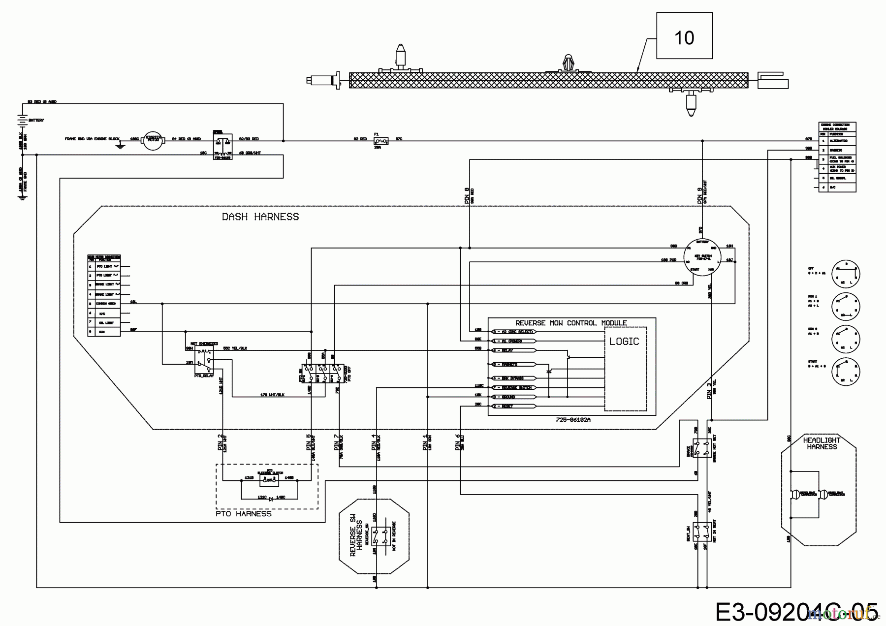  MTD Tracteurs de pelouse XT1 547/42 13A8A1ZS306  (2017) Plan électrique embrayage électromagnétique