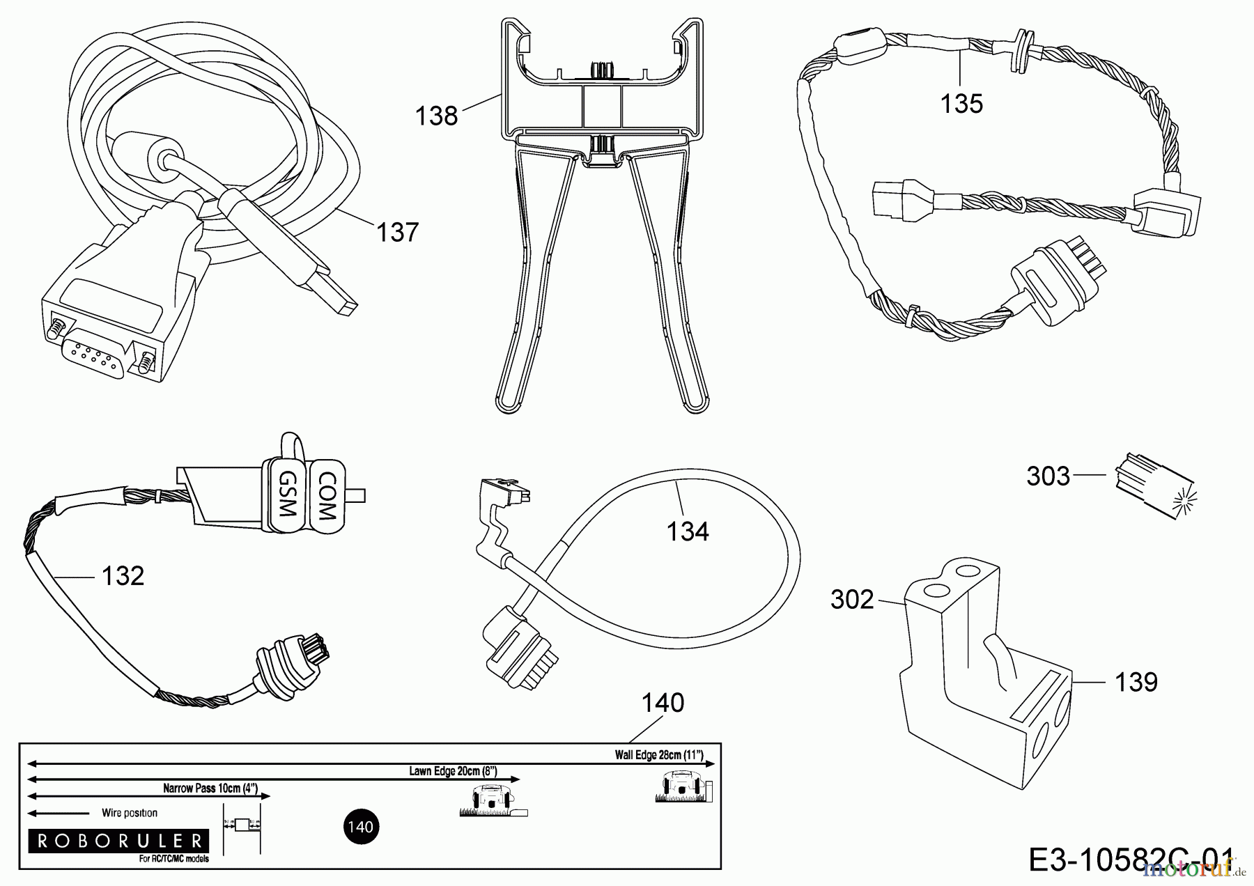  Wolf-Garten Tondeuse robot Loopo M2000 22ACFAEA650  (2018) Câble, Connexion câble, capteur pluie, Outillages