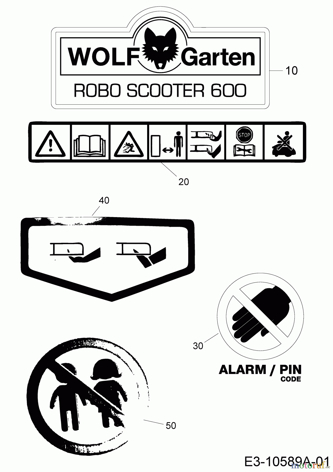  Wolf-Garten Tondeuse robot Robo Scooter 600 18AO06LF650  (2014) Decalcomanie