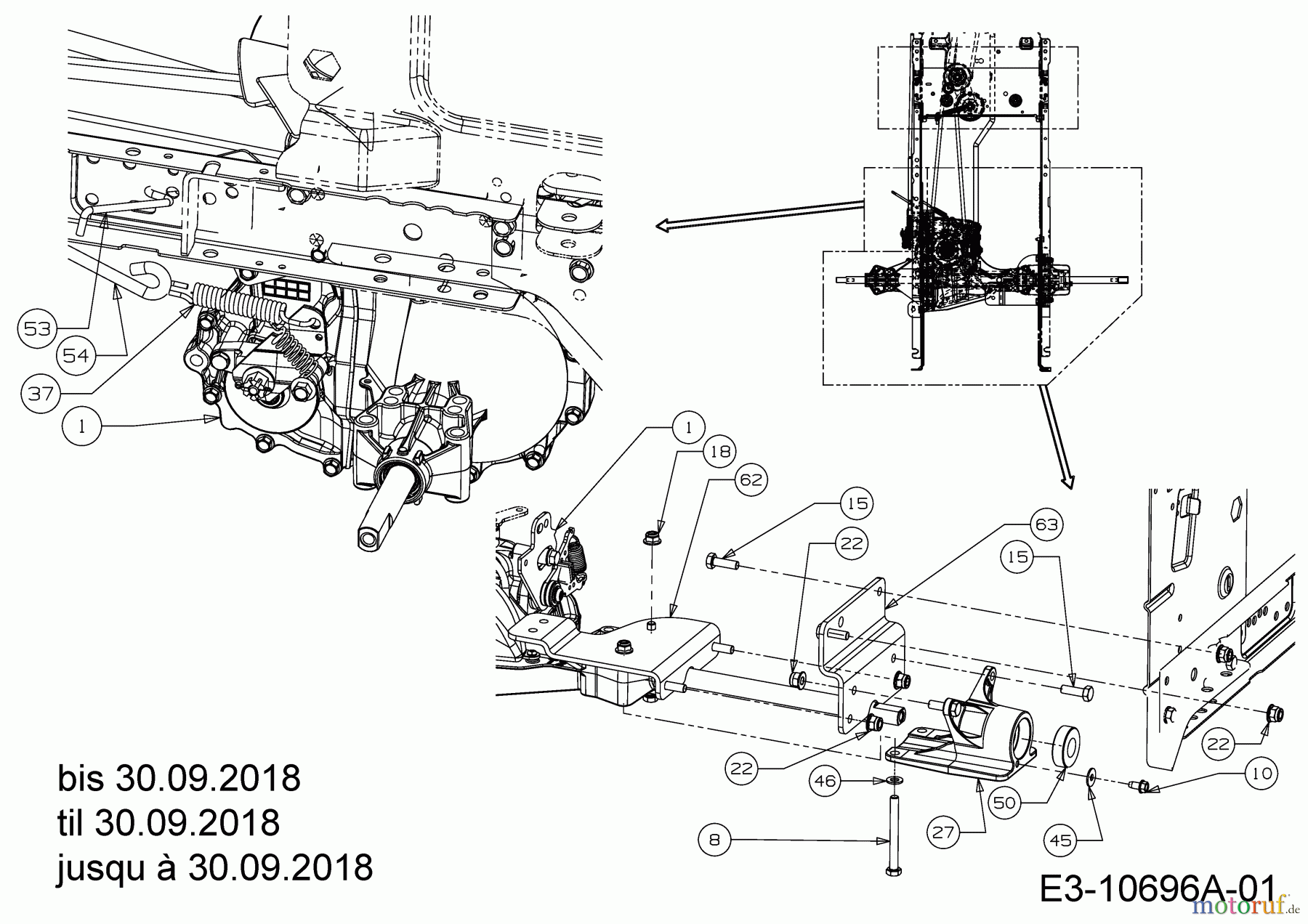  Helington Tracteurs de pelouse H 105 HK 13AG71KN686  (2018) Entraînement de roulement jusqu à 30.09.2018