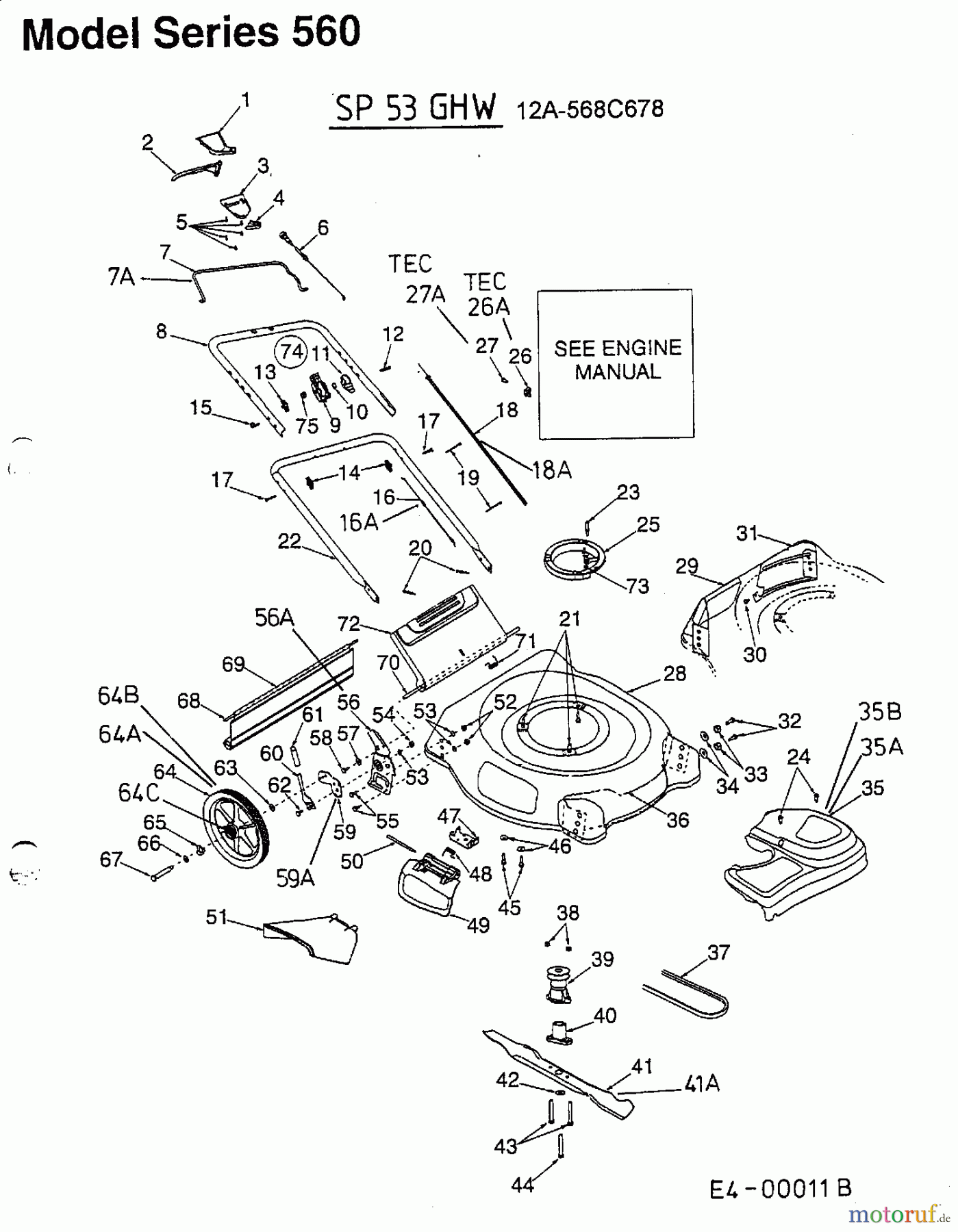  MTD Motormäher mit Antrieb SP 53 GHW 12A-568C678  (2001) Grundgerät