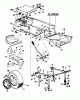 Yard-Man TH 8200 14AU834-643 (1998) Listas de piezas de repuesto y dibujos Decklift,Rear frame, Rear wheels