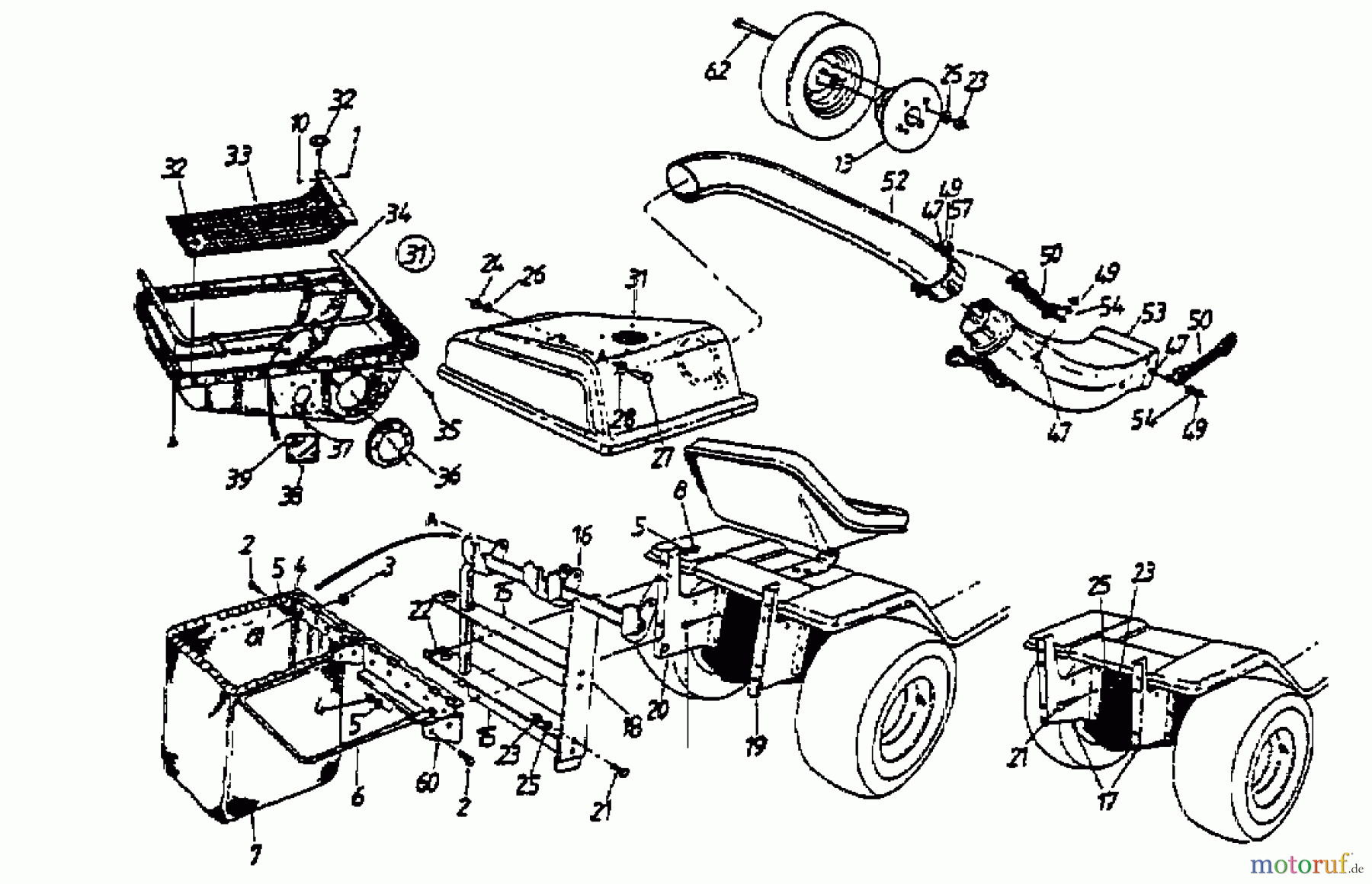  MTD Accèssoires Accèssoires tracteur de jardin et de pelouse Dispositif de réception de l'herbe pour série 400 190-064-611  (1997) Machine de base